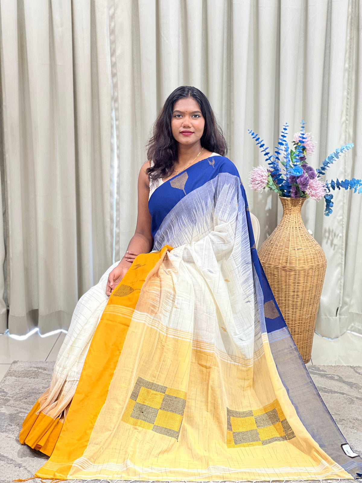 Geometric Pattern Cotton Saree |  SA191