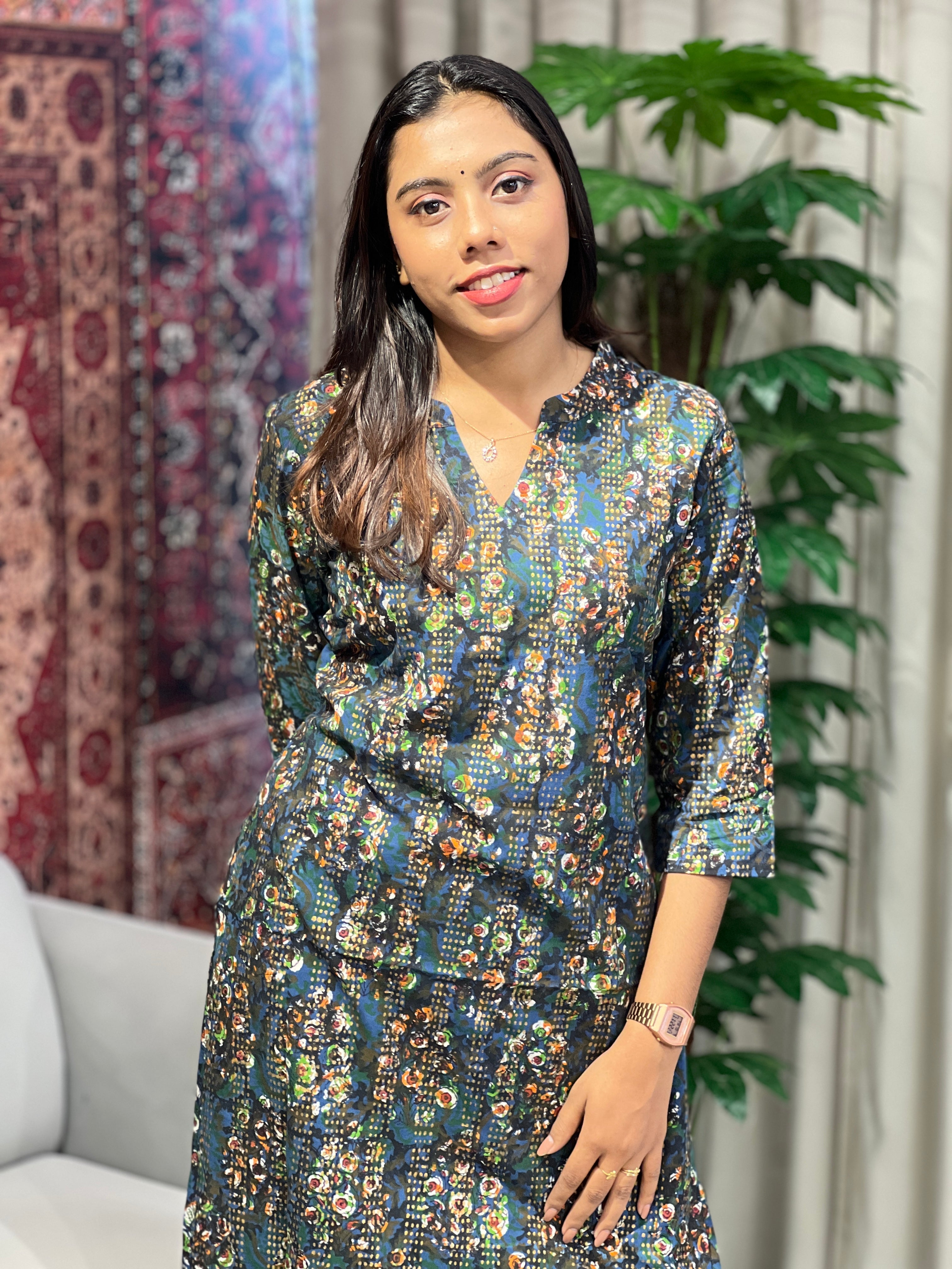Floral Printed Cotton Kurta Set | DNT854