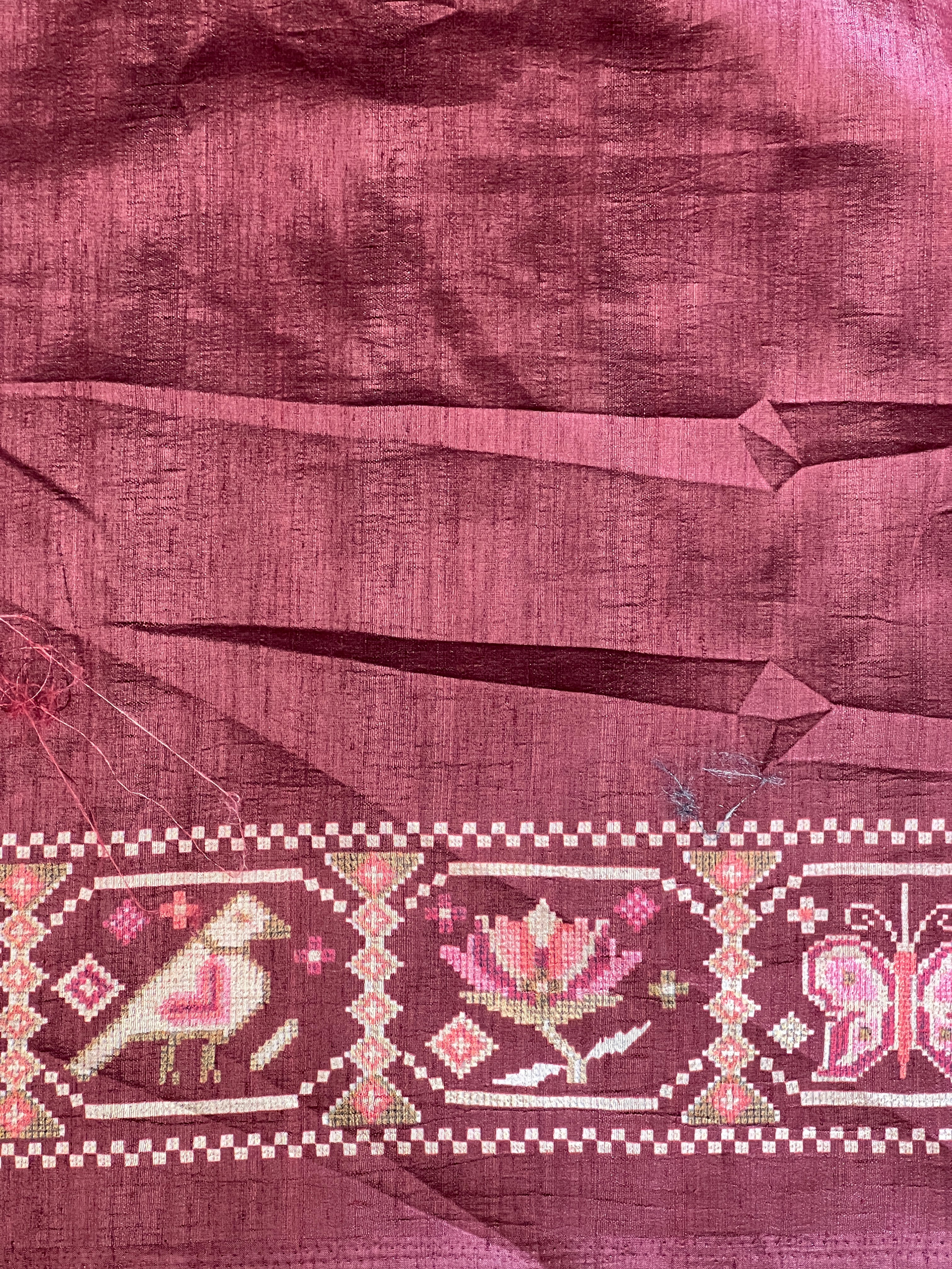 Digital Printed Tussar Finish Saree | SSN382
