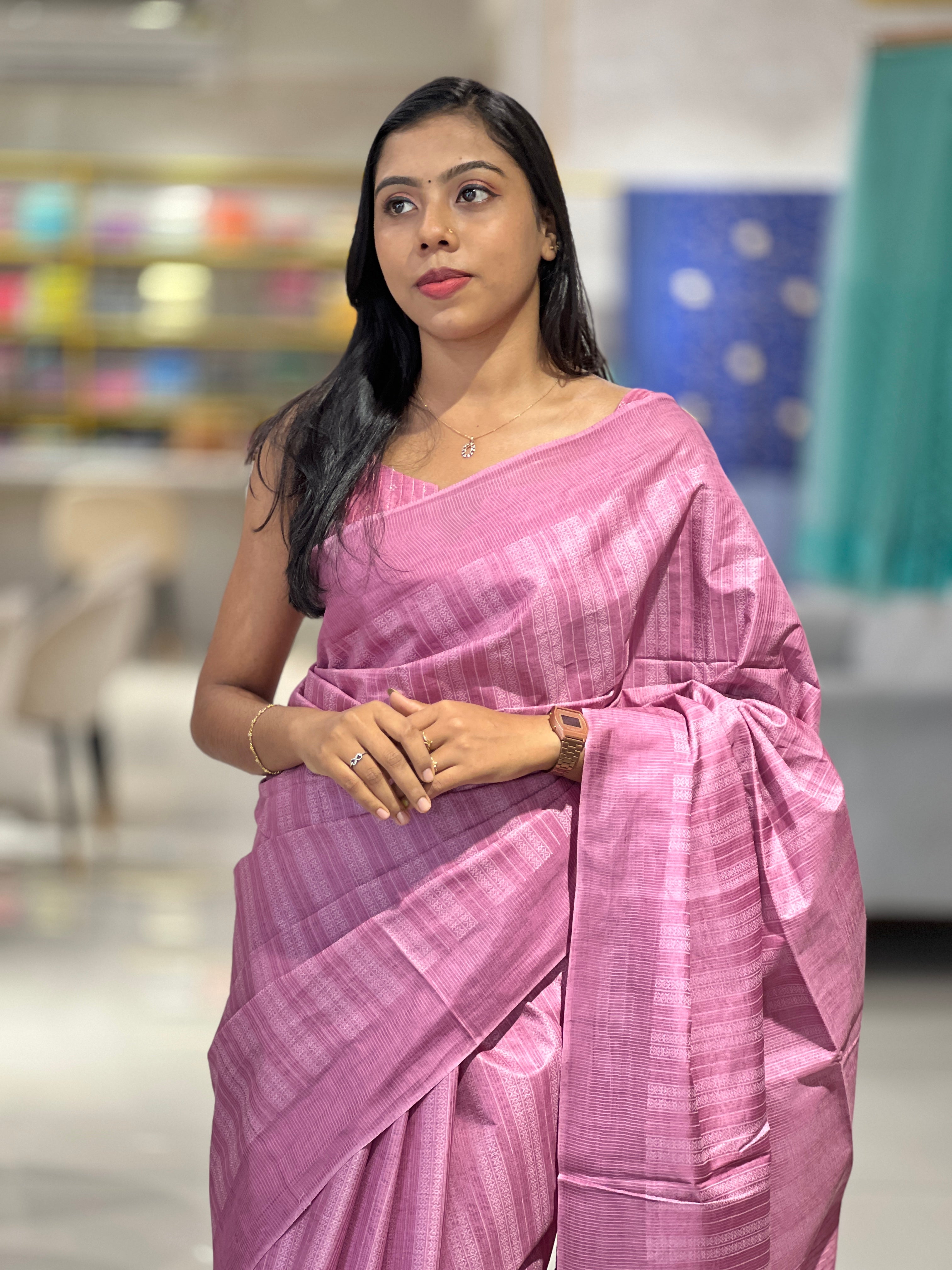 Thread Weaving Bamboo Tussar Saree | PNS153