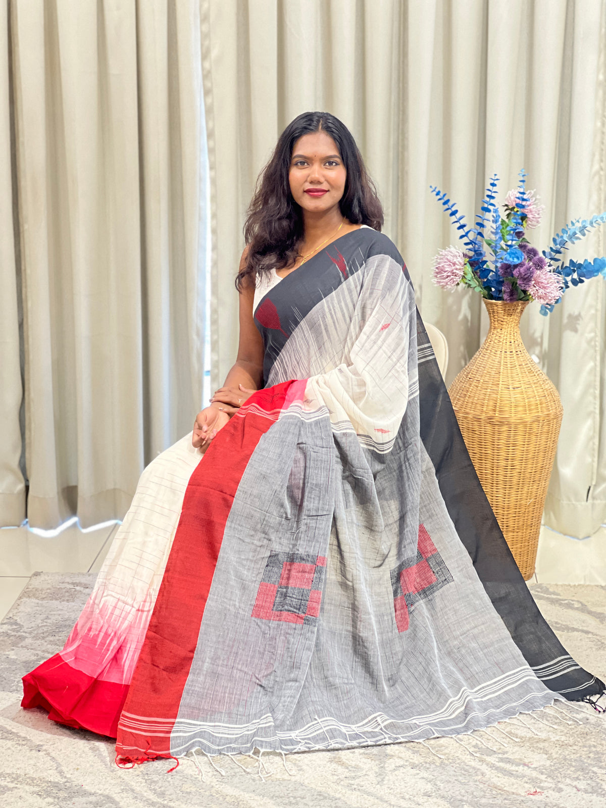 Geometric Pattern Cotton Saree | SA188