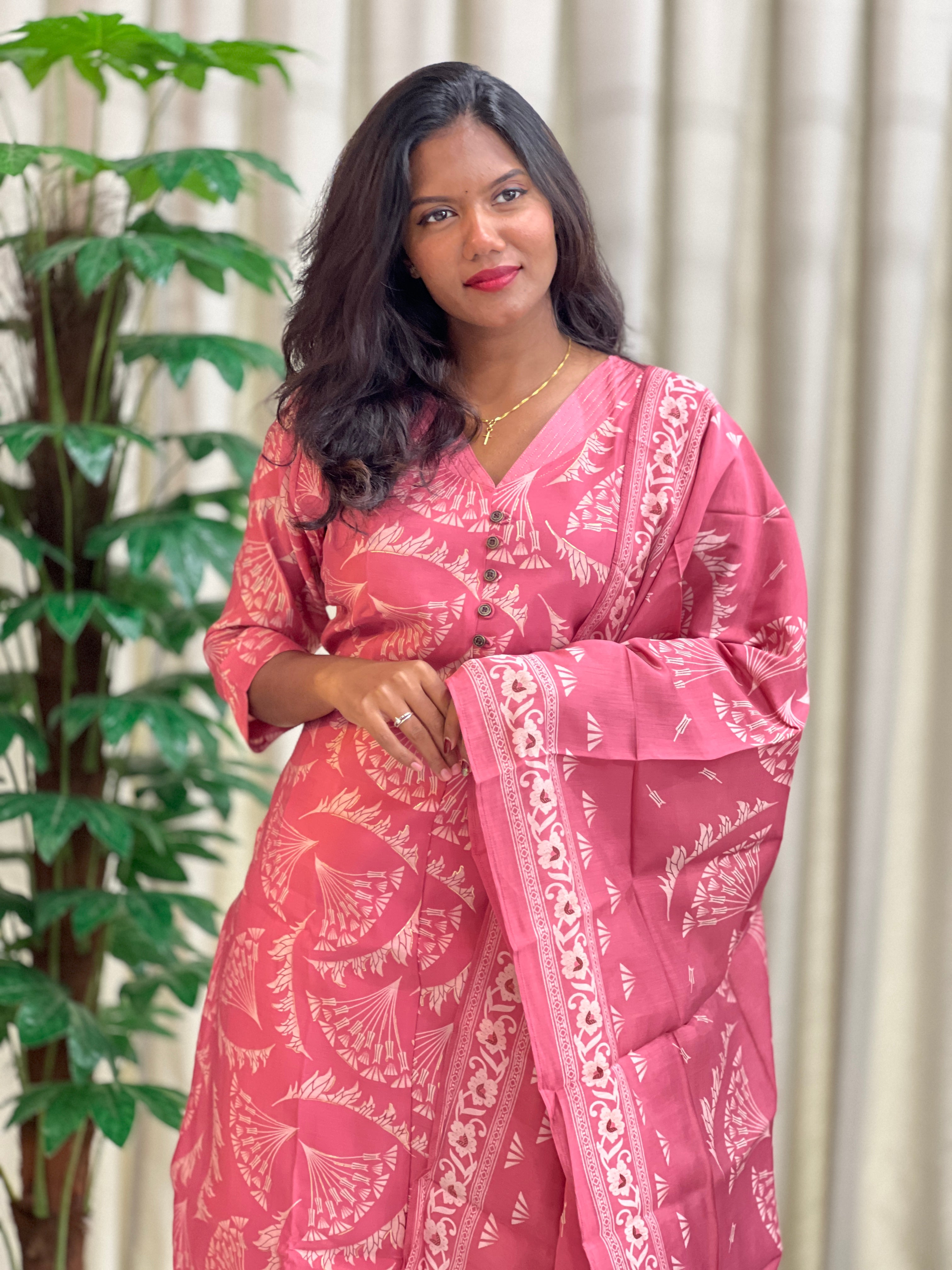 Printed Patterned Muslin Finish Kurta Set | MSN272