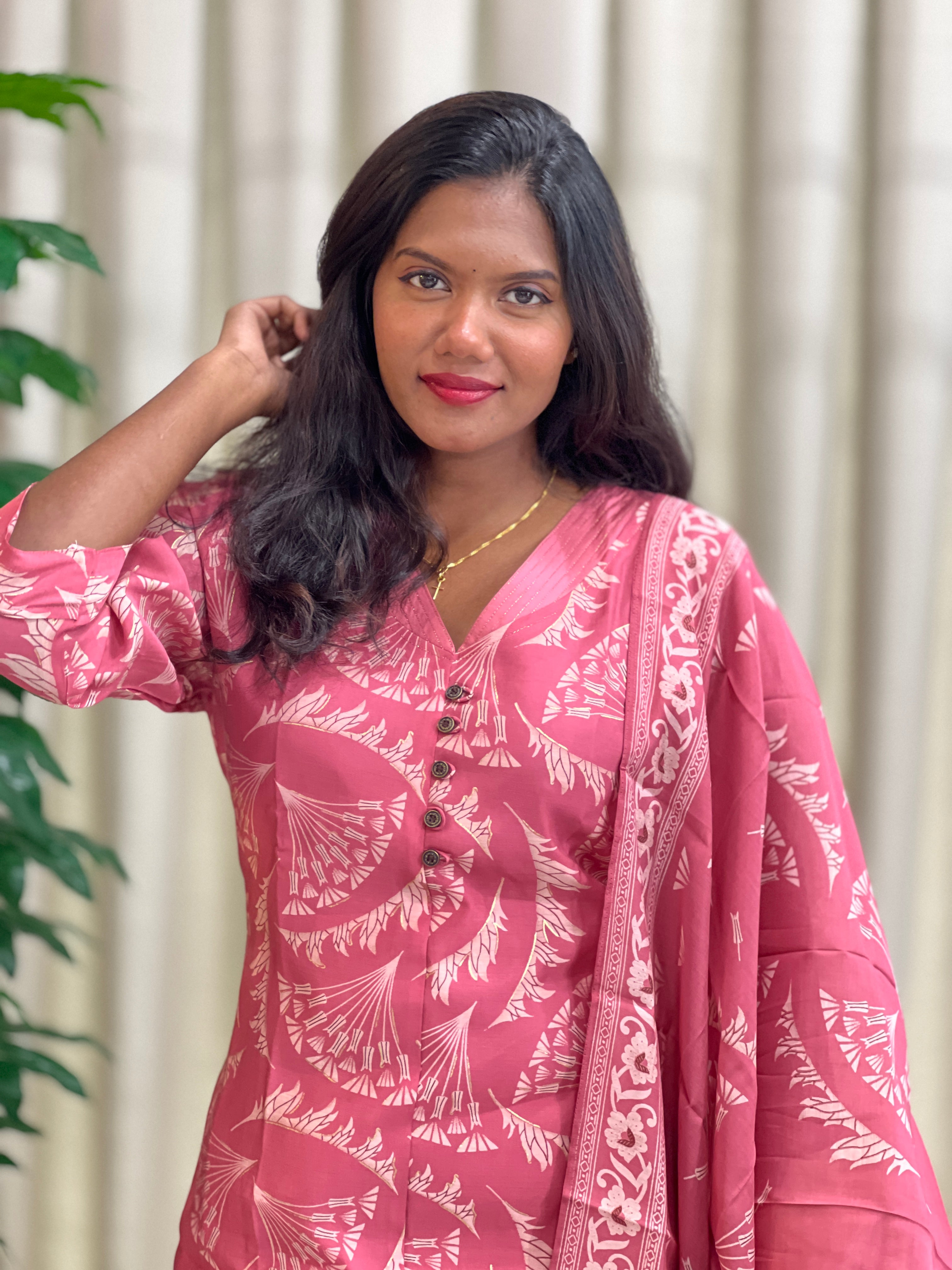 Printed Patterned Muslin Finish Kurta Set | MSN272