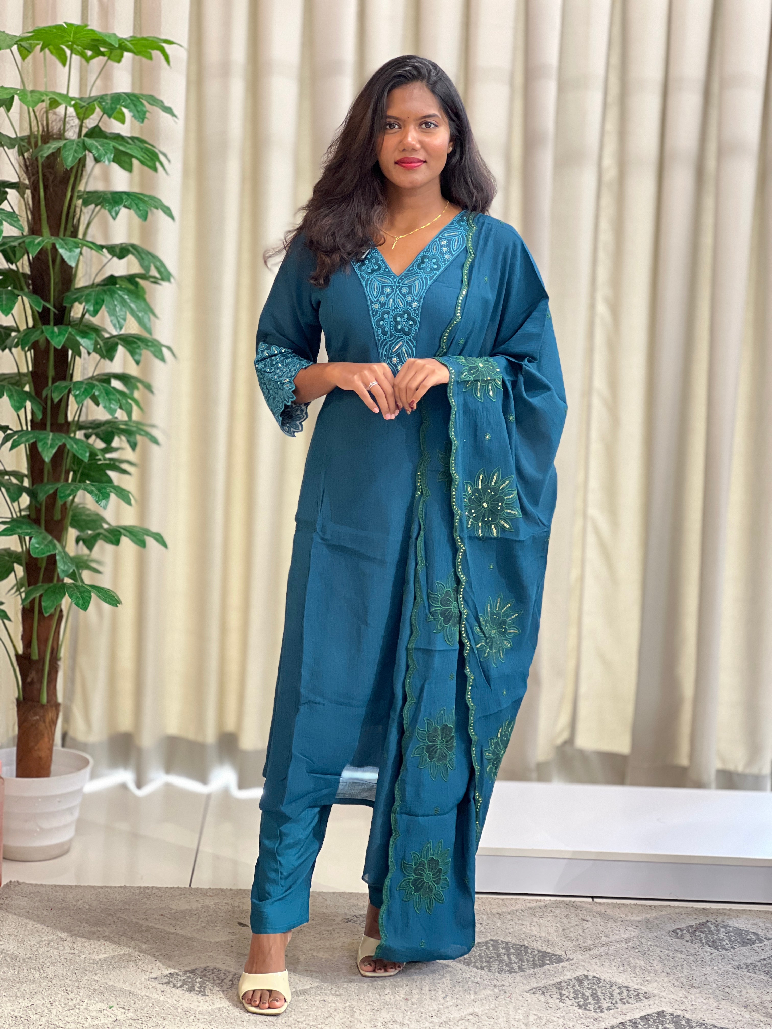 Machine Embroidered Rayon Kurta Set | KKR126