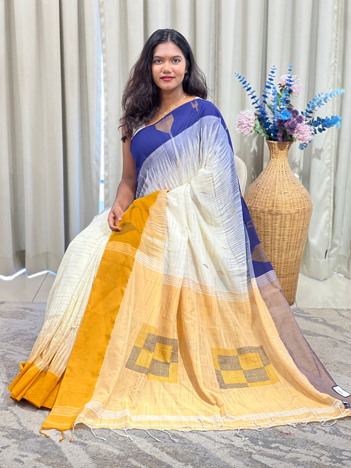 Geometric Pattern Cotton Saree | SA194