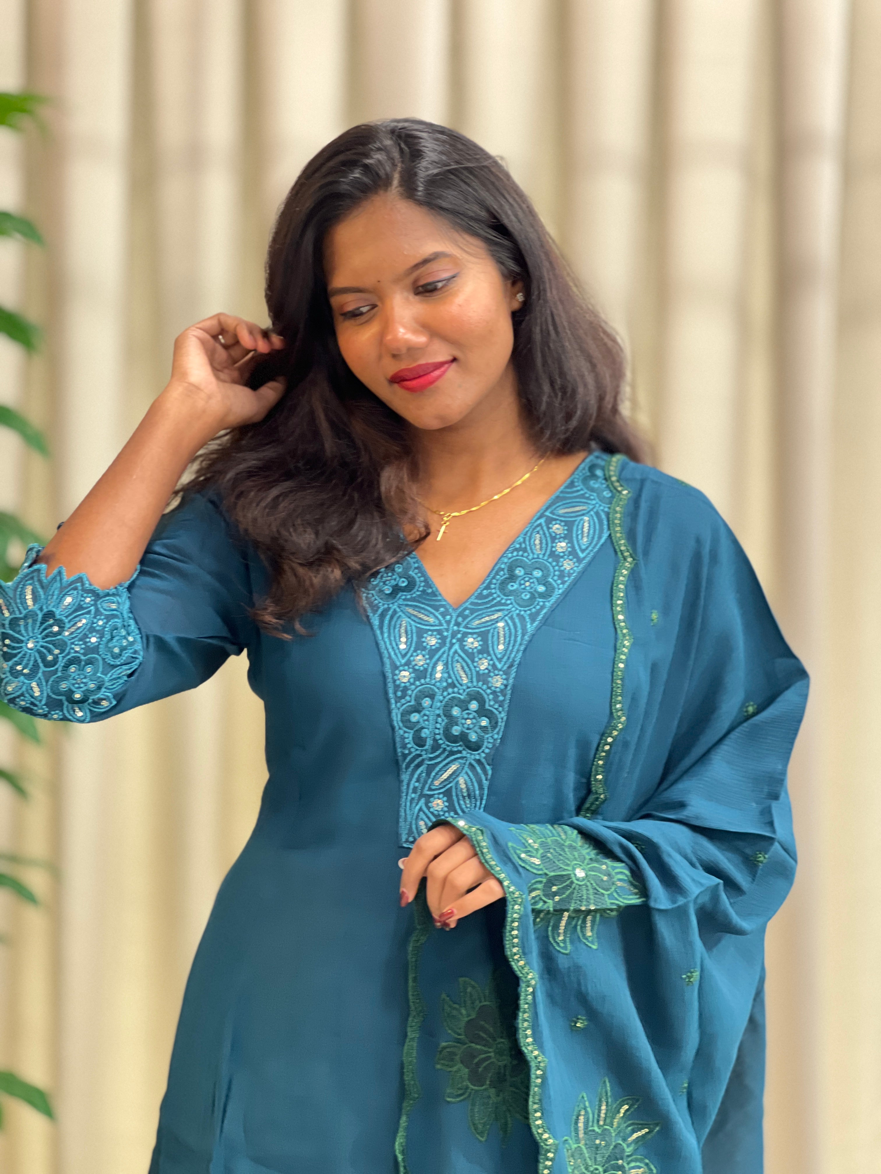 Machine Embroidered Rayon Kurta Set | KKR126