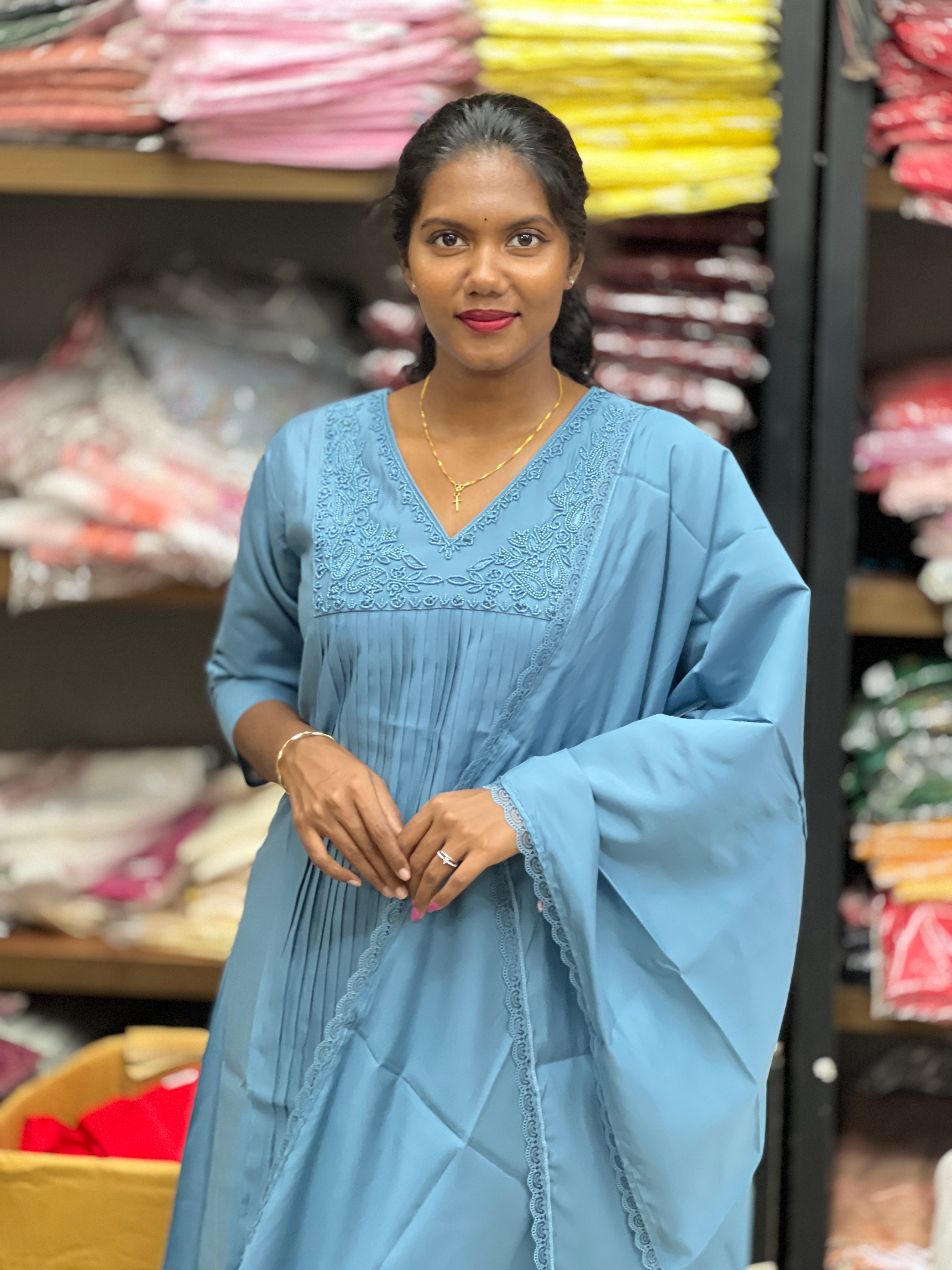 Sugar Beads & Thread Embroidered Semi Tussar Kurta Set | SLM134