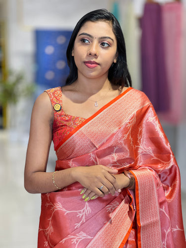 Golden Zari Woven Jaal Patterned Banarasi Saree | NN364