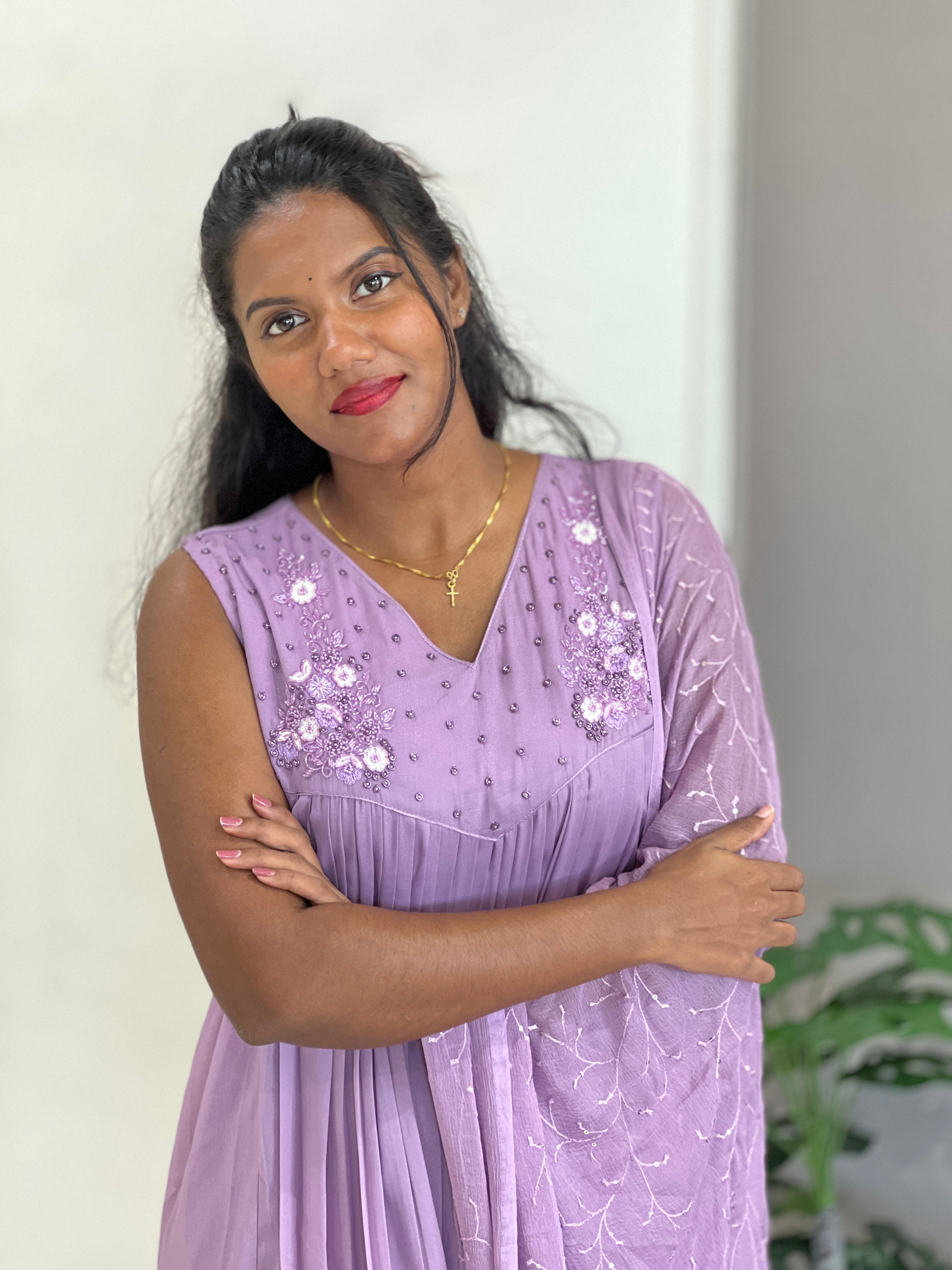 Handwork Detailed Chinnon Kurta Set | BR112