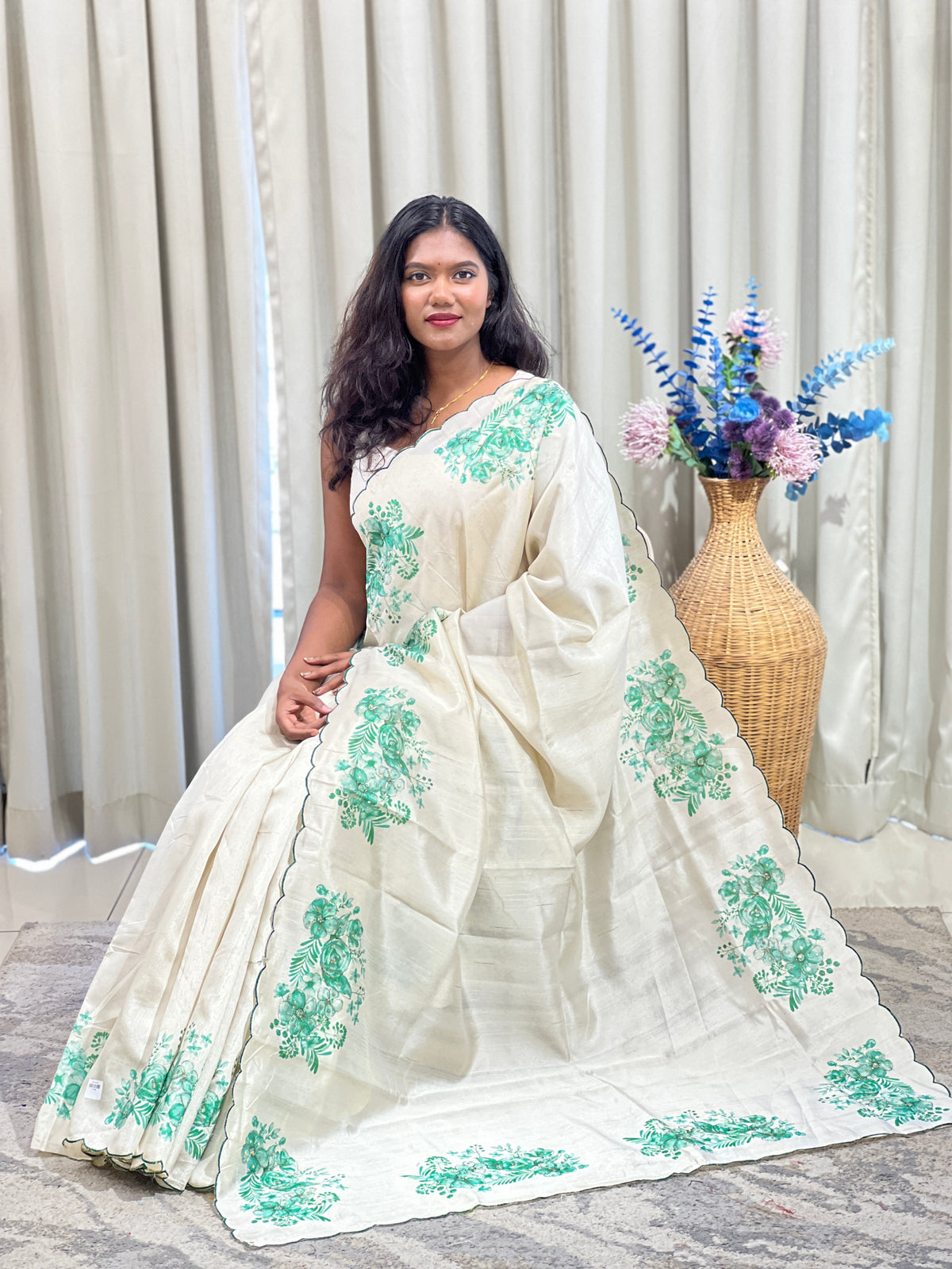 Digital Printed Semi Tussar Saree | HT496