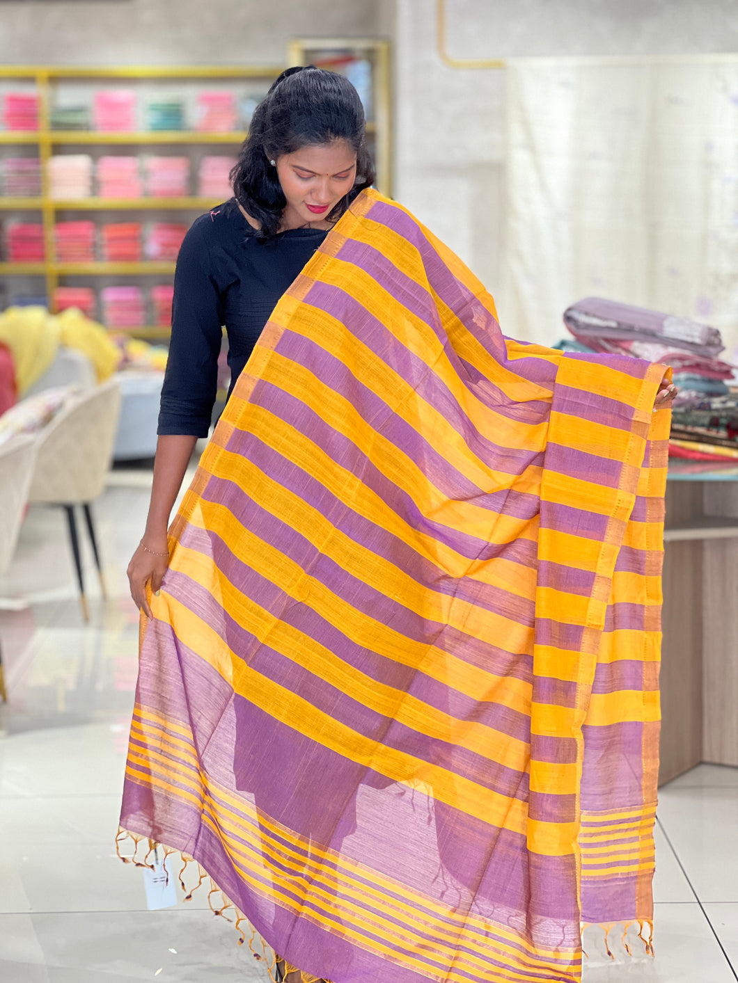 Stripe Patterned Cotton Dupatta | AC277