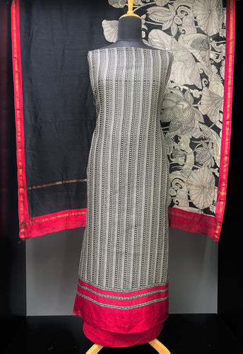 Screen Printed Stripe Patterned Pure Chanderi Salwar Set | LV485