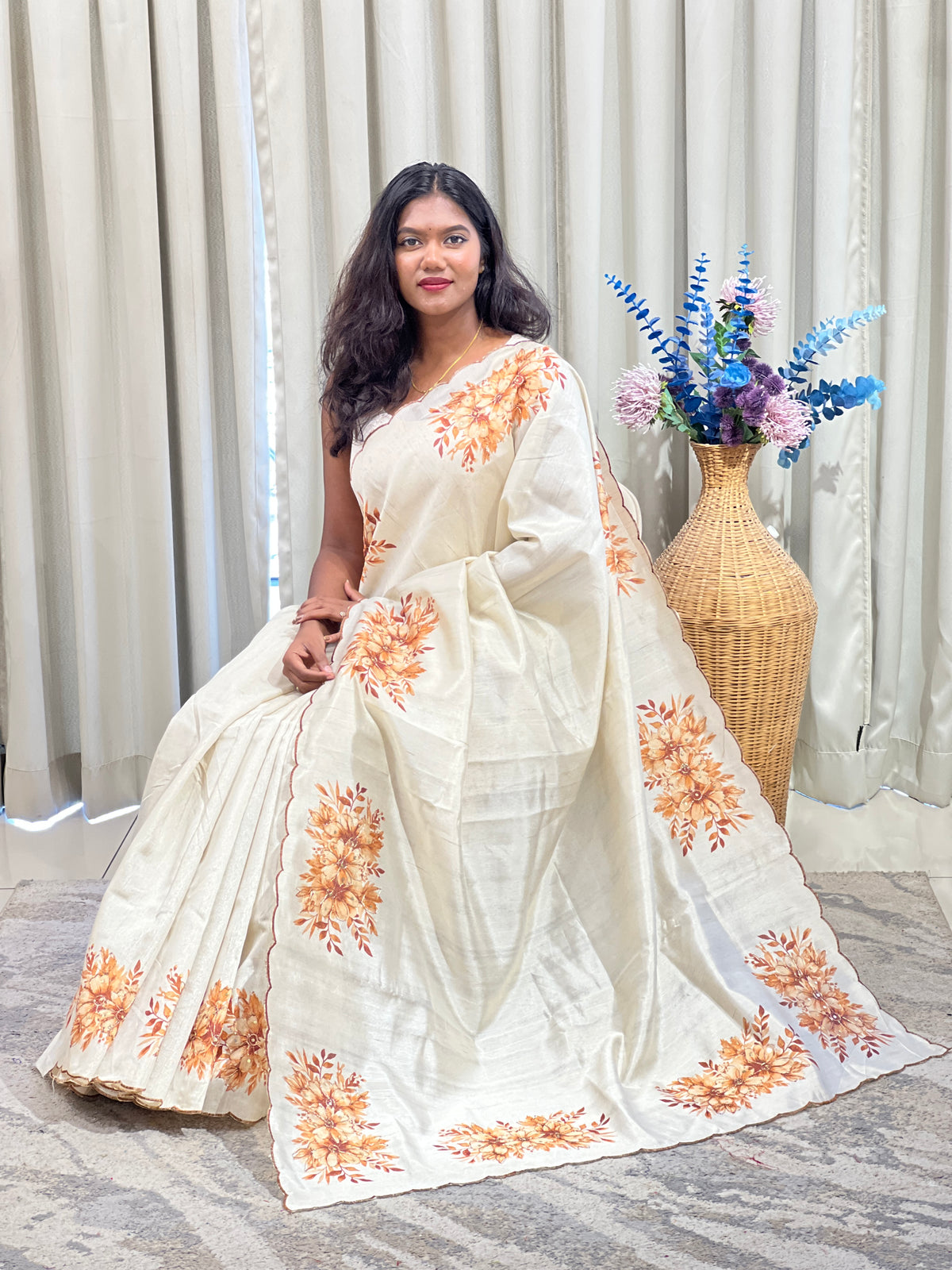 Digital Printed Semi Tussar Saree | HT494
