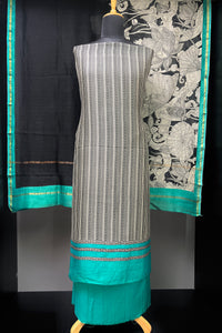 Screen Printed Stripe Patterned Pure Chanderi Salwar Set | LV484