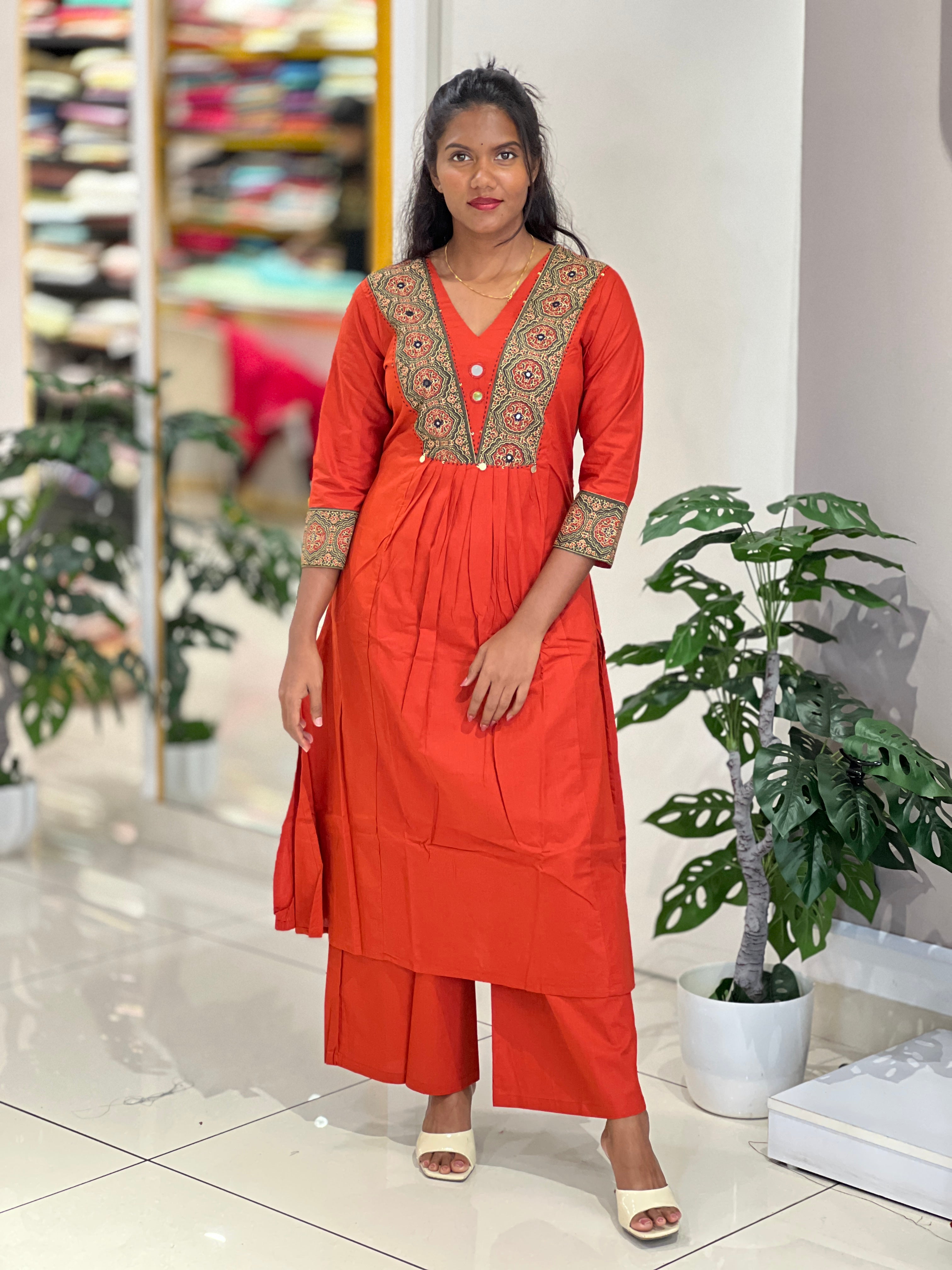 Ajrakh Detailed Cotton Kurta Set | SLS107