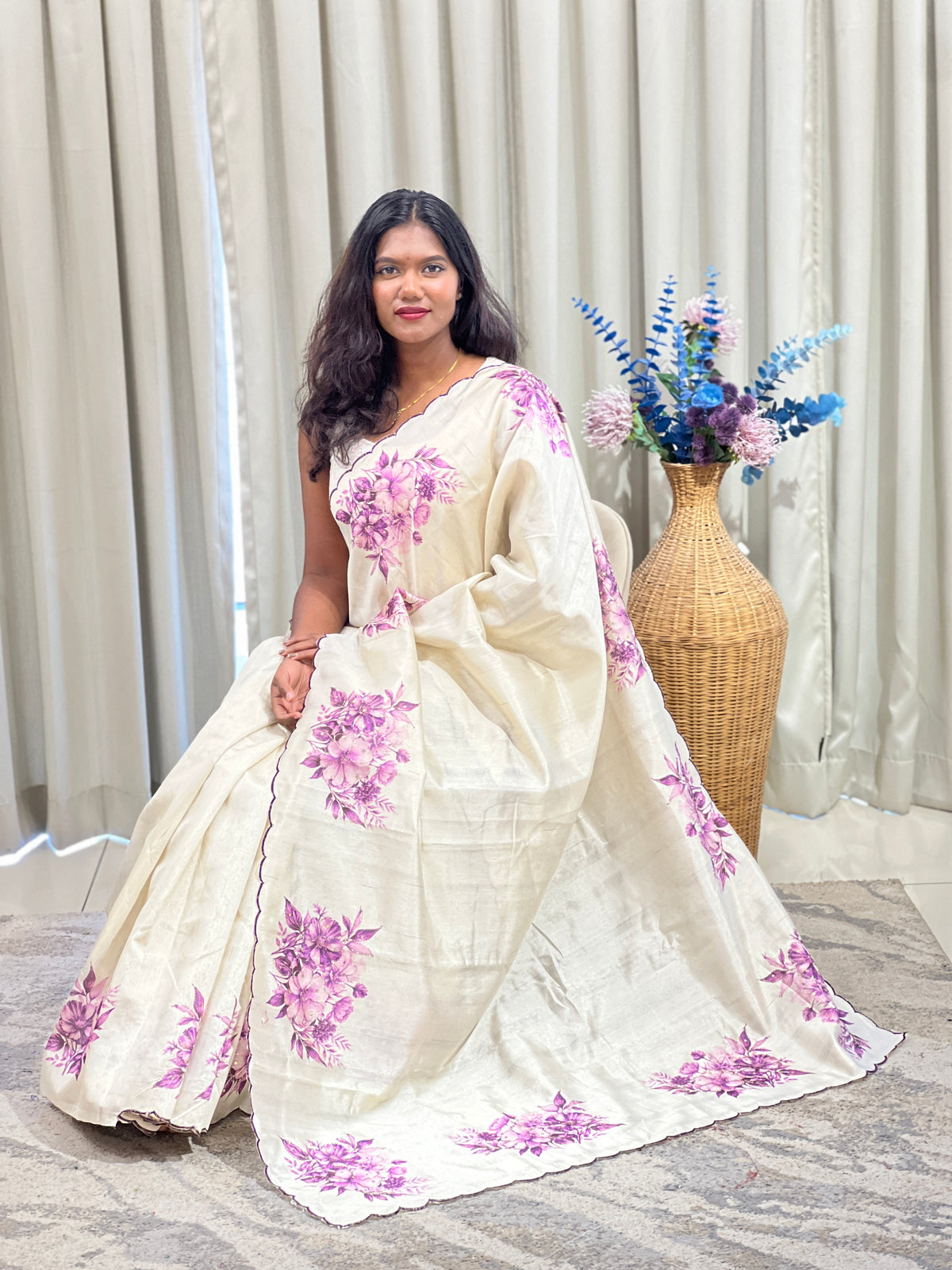 Digital Printed Semi Tussar Saree | HT493
