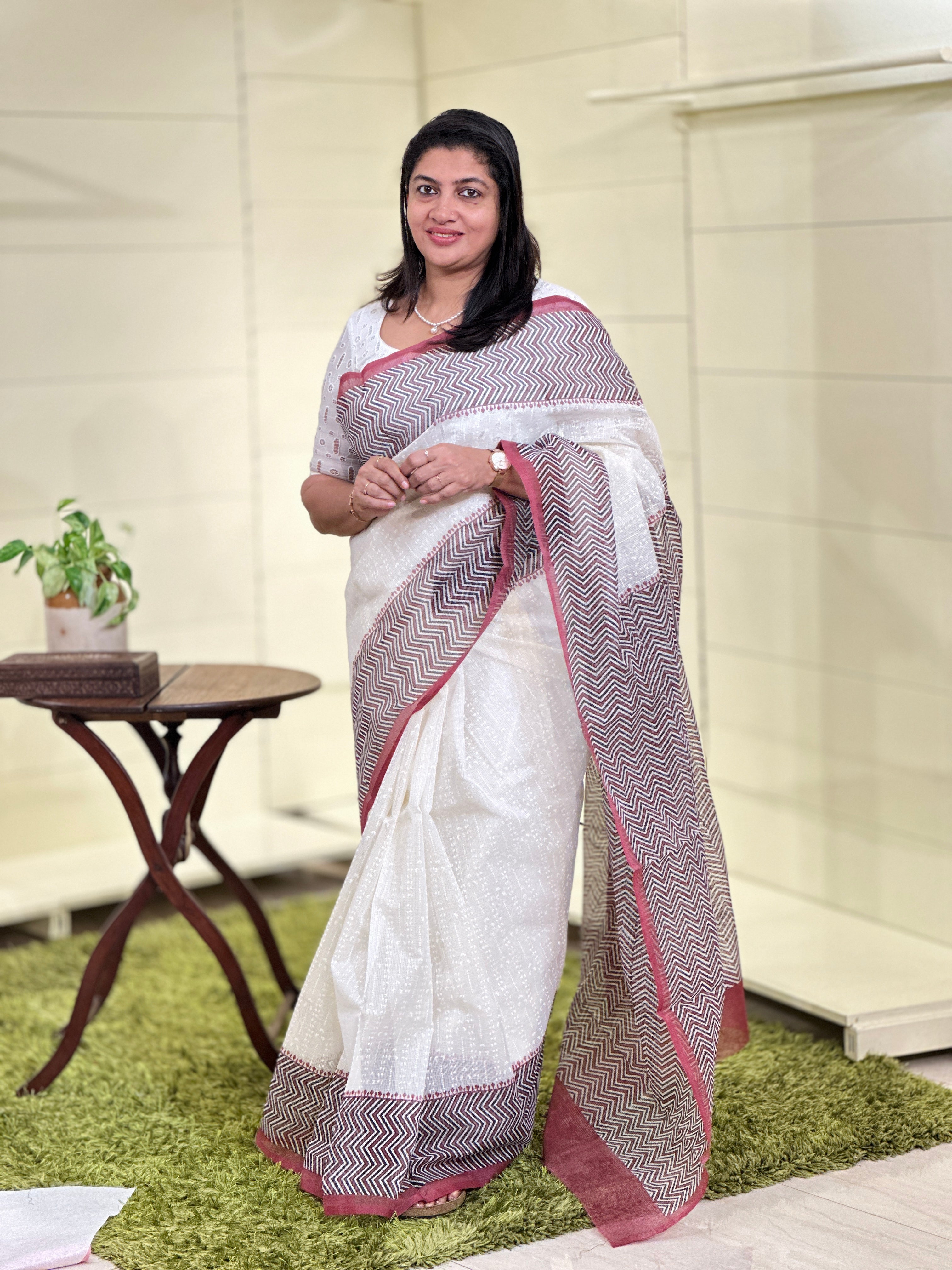 Hand Block Printed Silky Kota Saree | JSC231