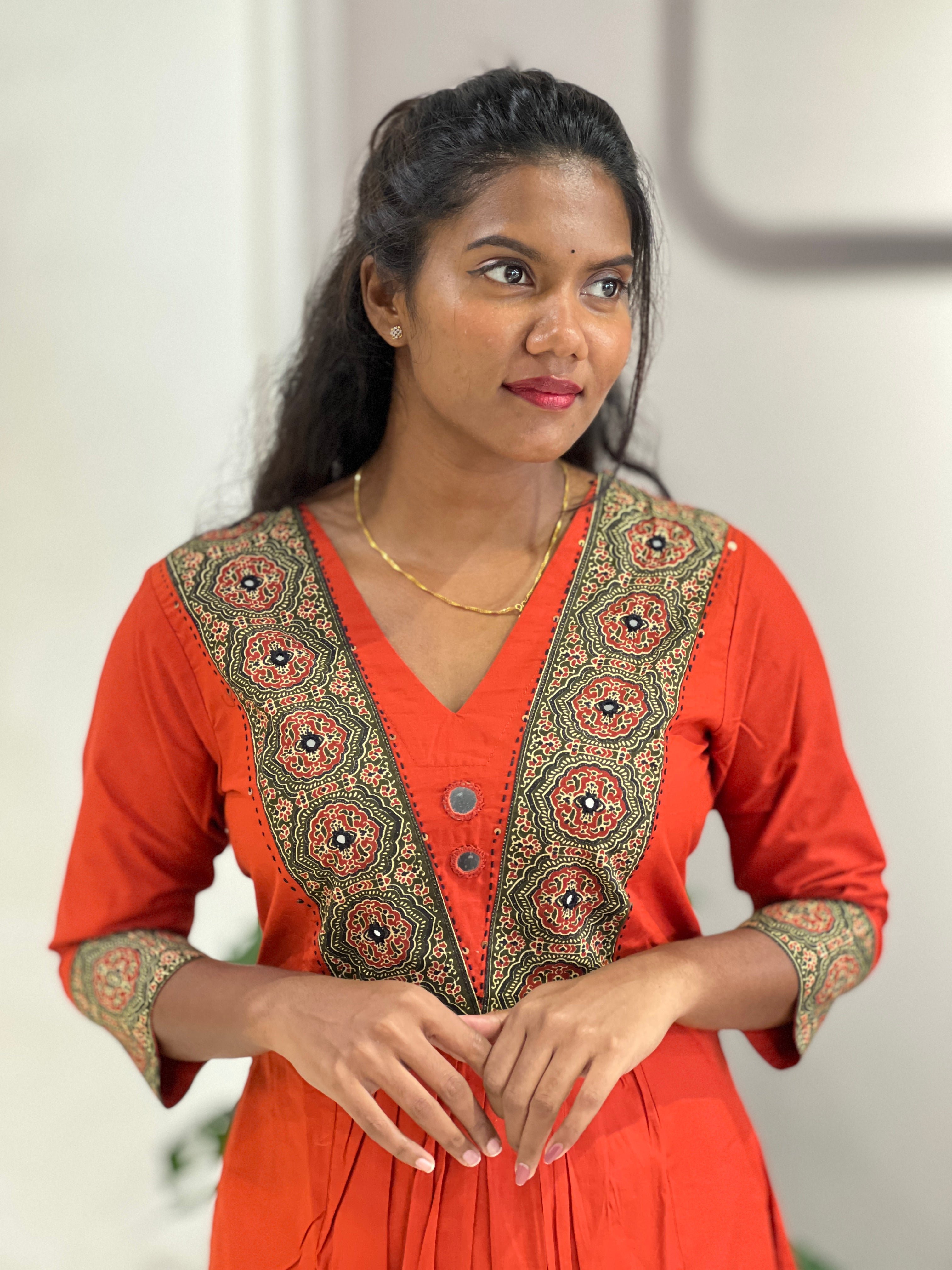 Ajrakh Detailed Cotton Kurta Set | SLS107