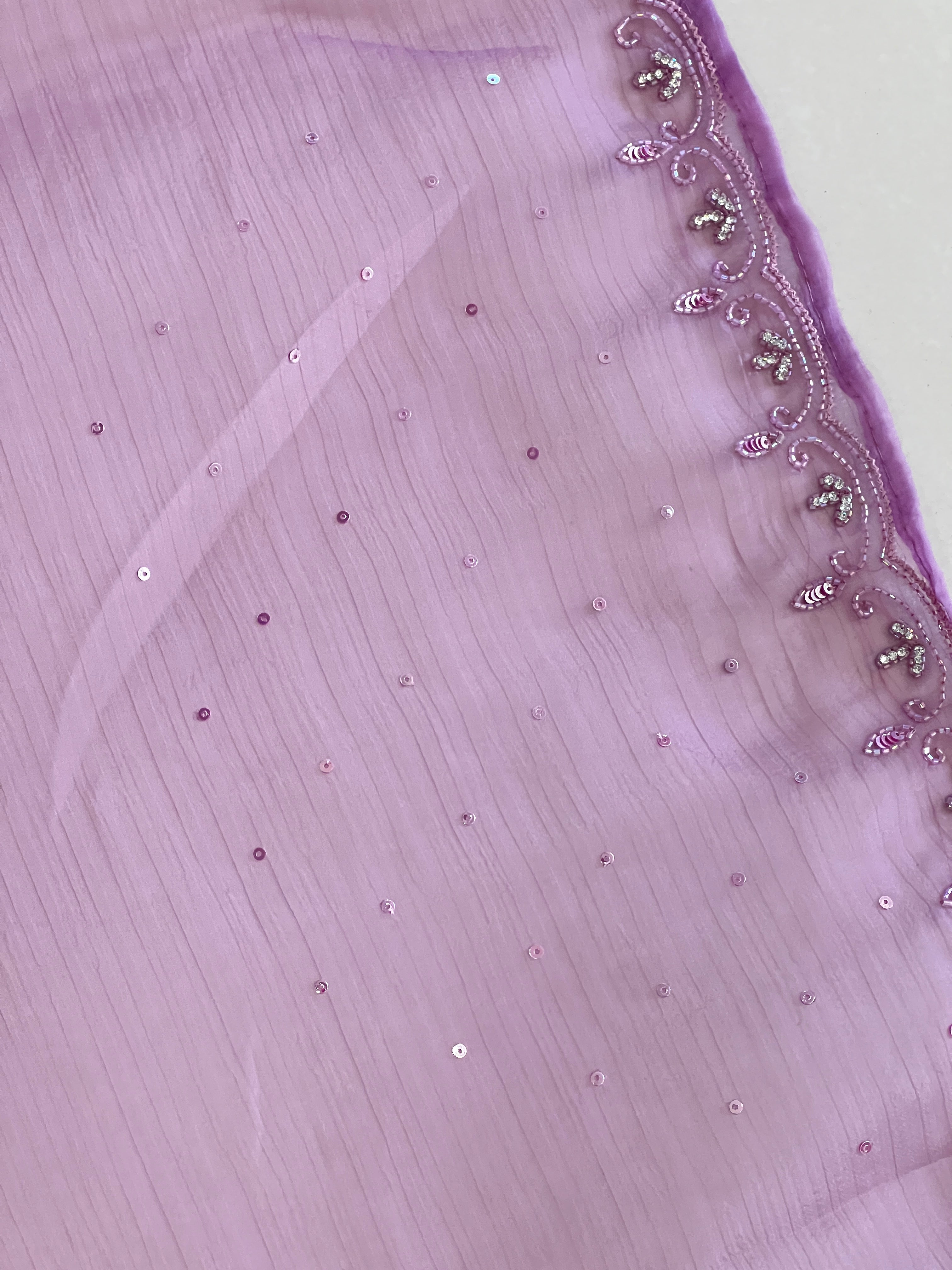 Hand Work Crushed Organza Saree | SBP858