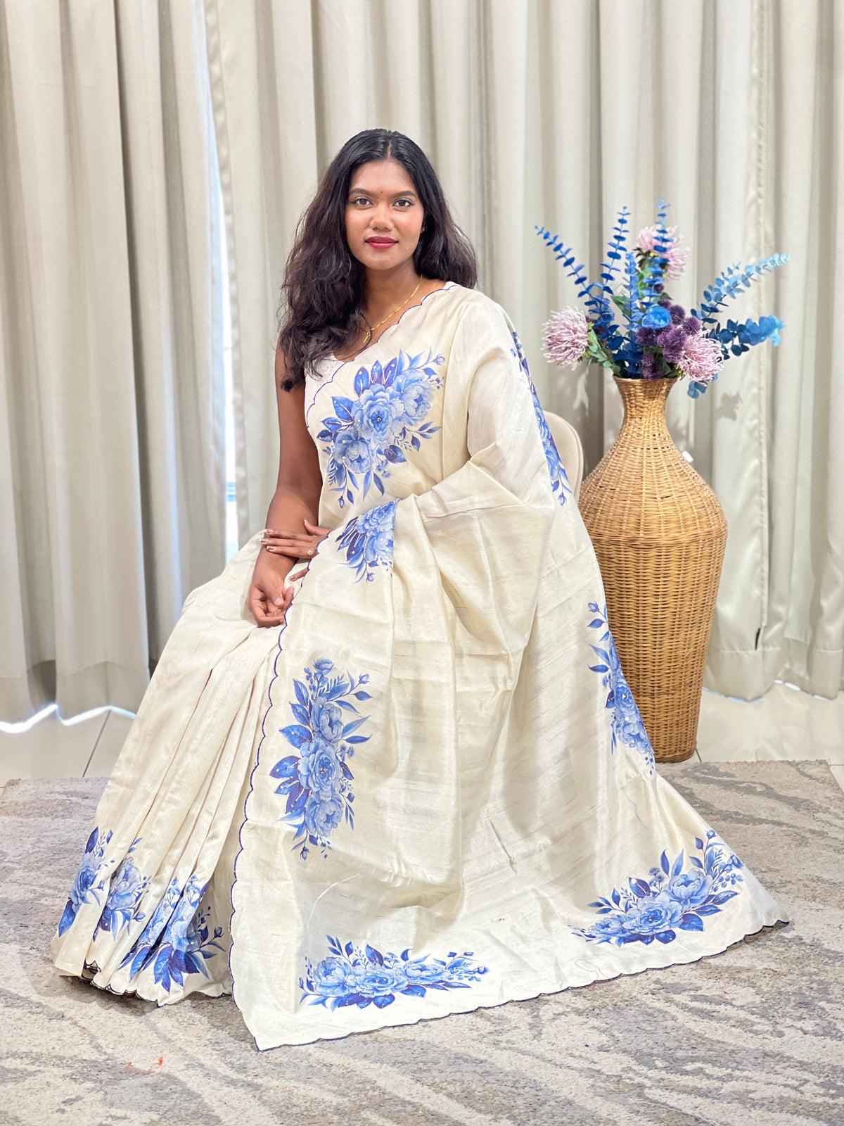 Digital Printed Semi Tussar Saree | HT495