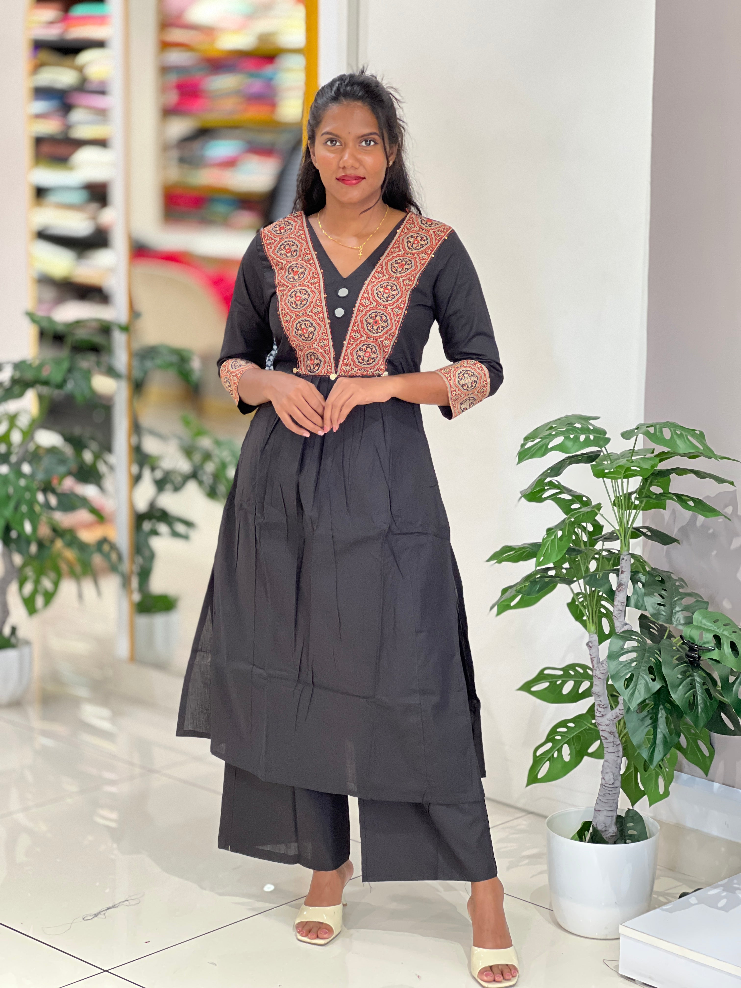 Ajrakh Detailed Cotton Kurta Set | SLS108