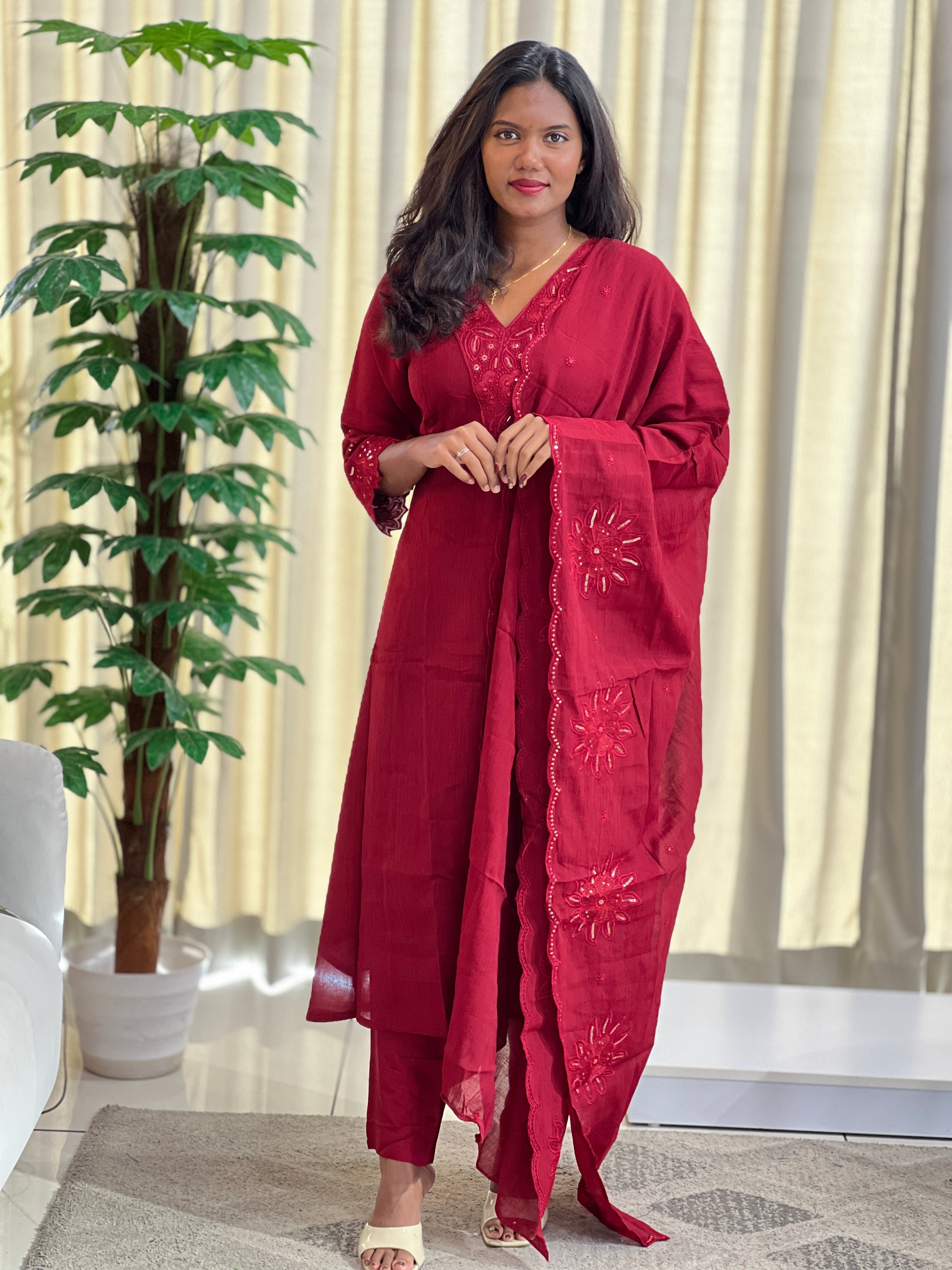 Machine Embroidered Rayon Kurta Set |KKR125