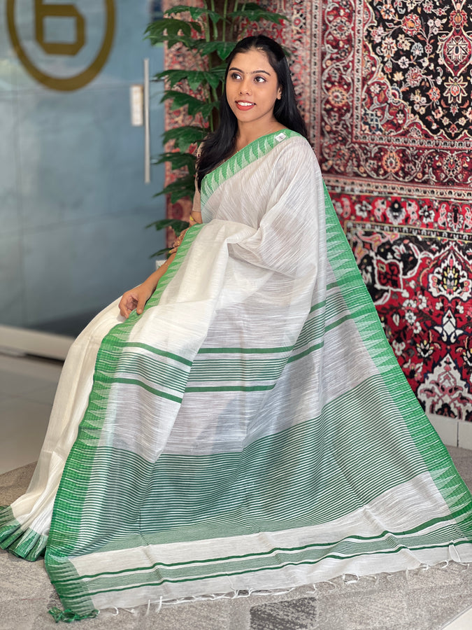 Temple Border Detailed Chanderi Finish Saree | NHH530