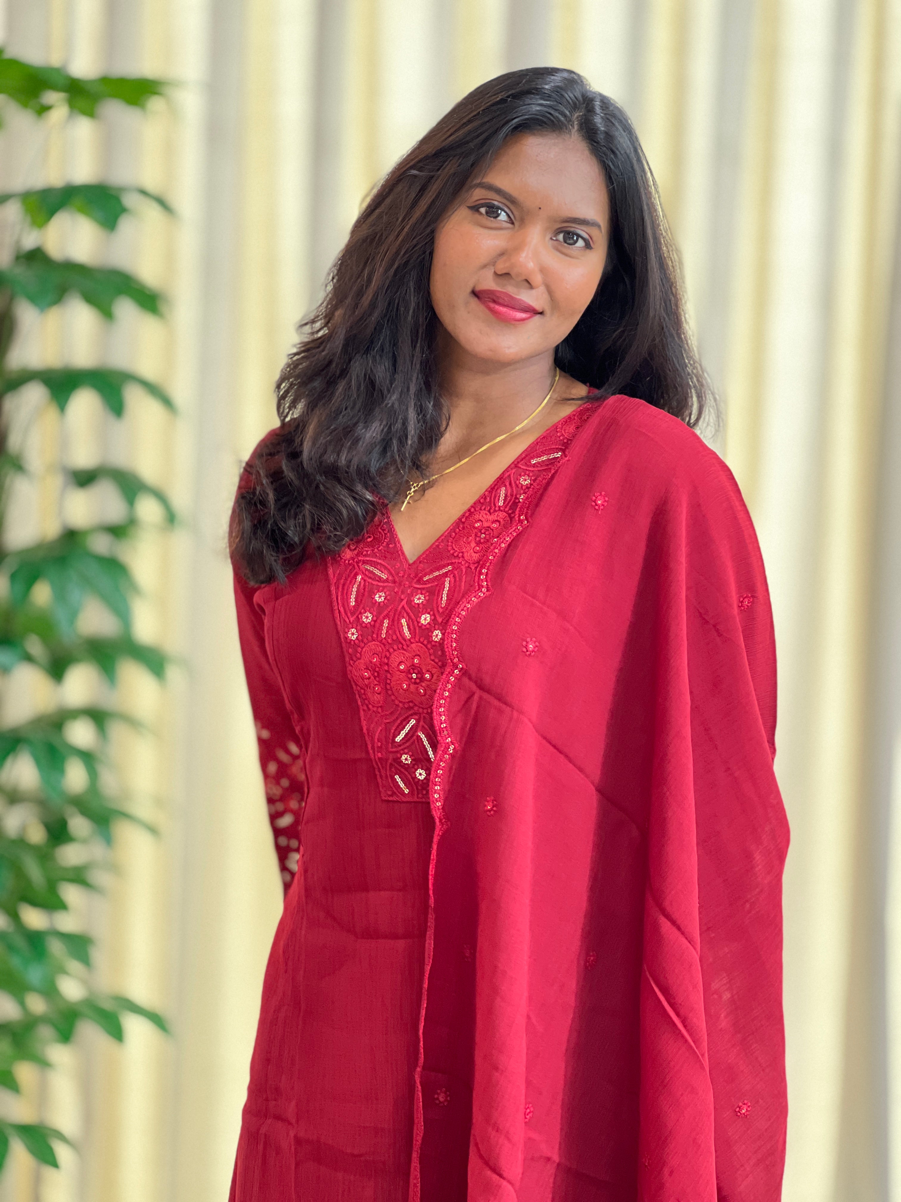 Machine Embroidered Rayon Kurta Set |KKR125