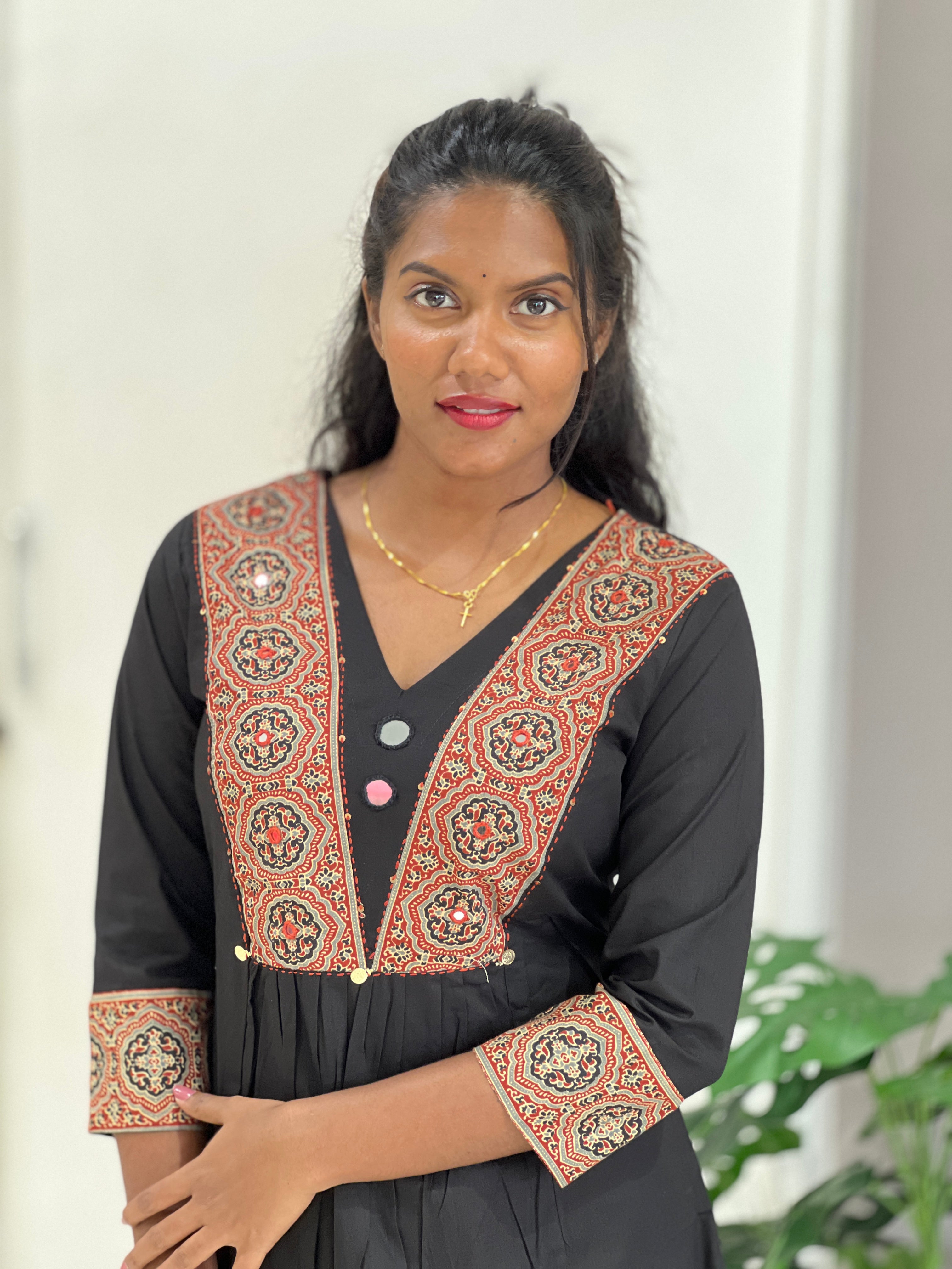 Ajrakh Detailed Cotton Kurta Set | SLS108