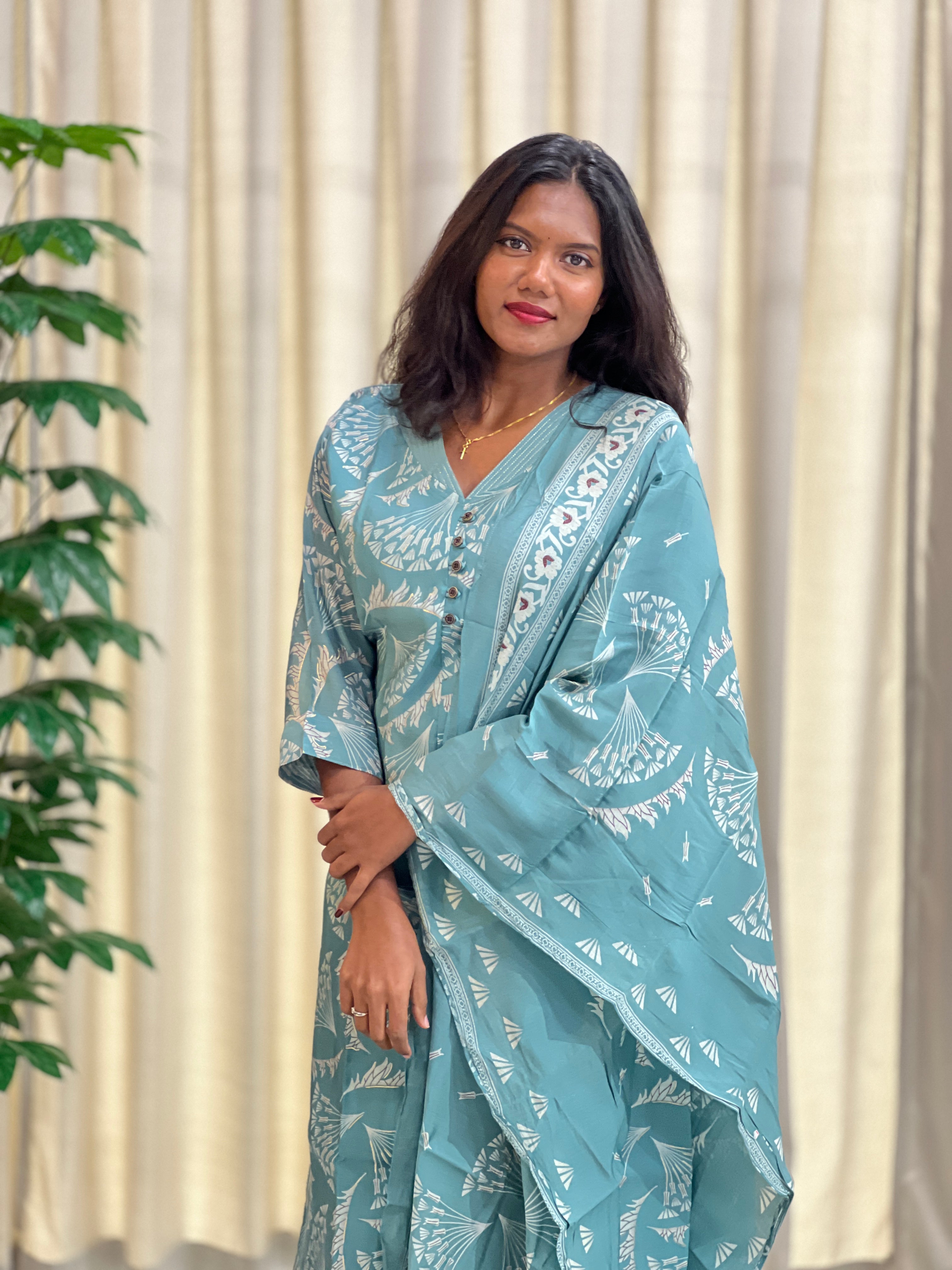 Printed Patterned Muslin Finish Kurta Set | MSN273