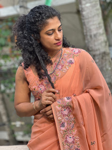 Computerized Floral Border Pattern Georgette Saree | RP377