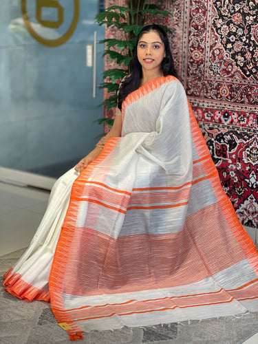 Temple Border Detailed Chanderi Finish Saree | NHH526