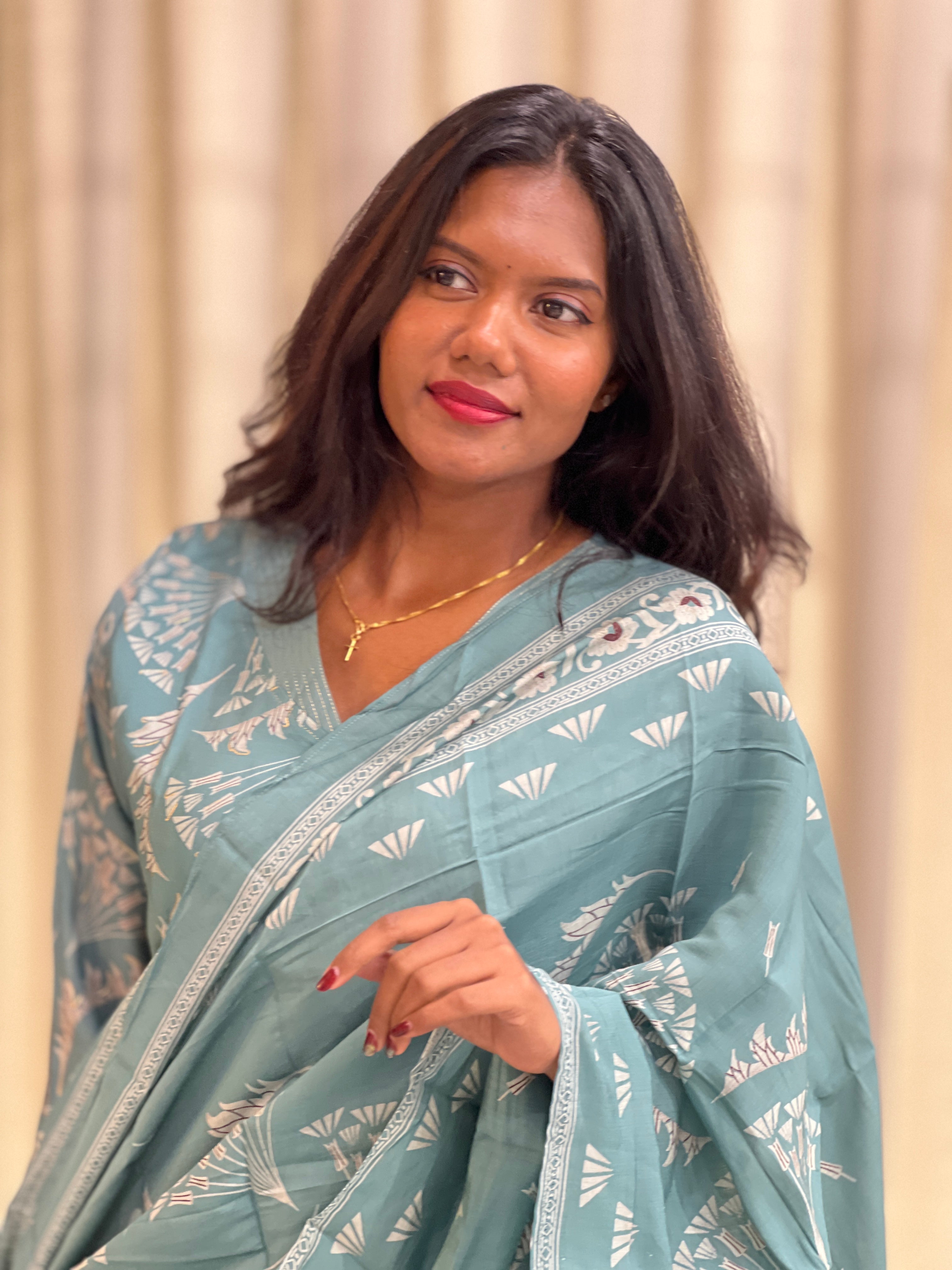 Printed Patterned Muslin Finish Kurta Set | MSN273