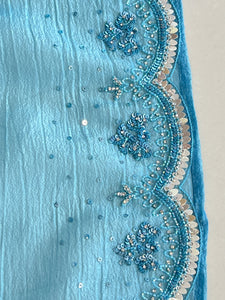 Hand Work Crushed Organza Saree | SBP865
