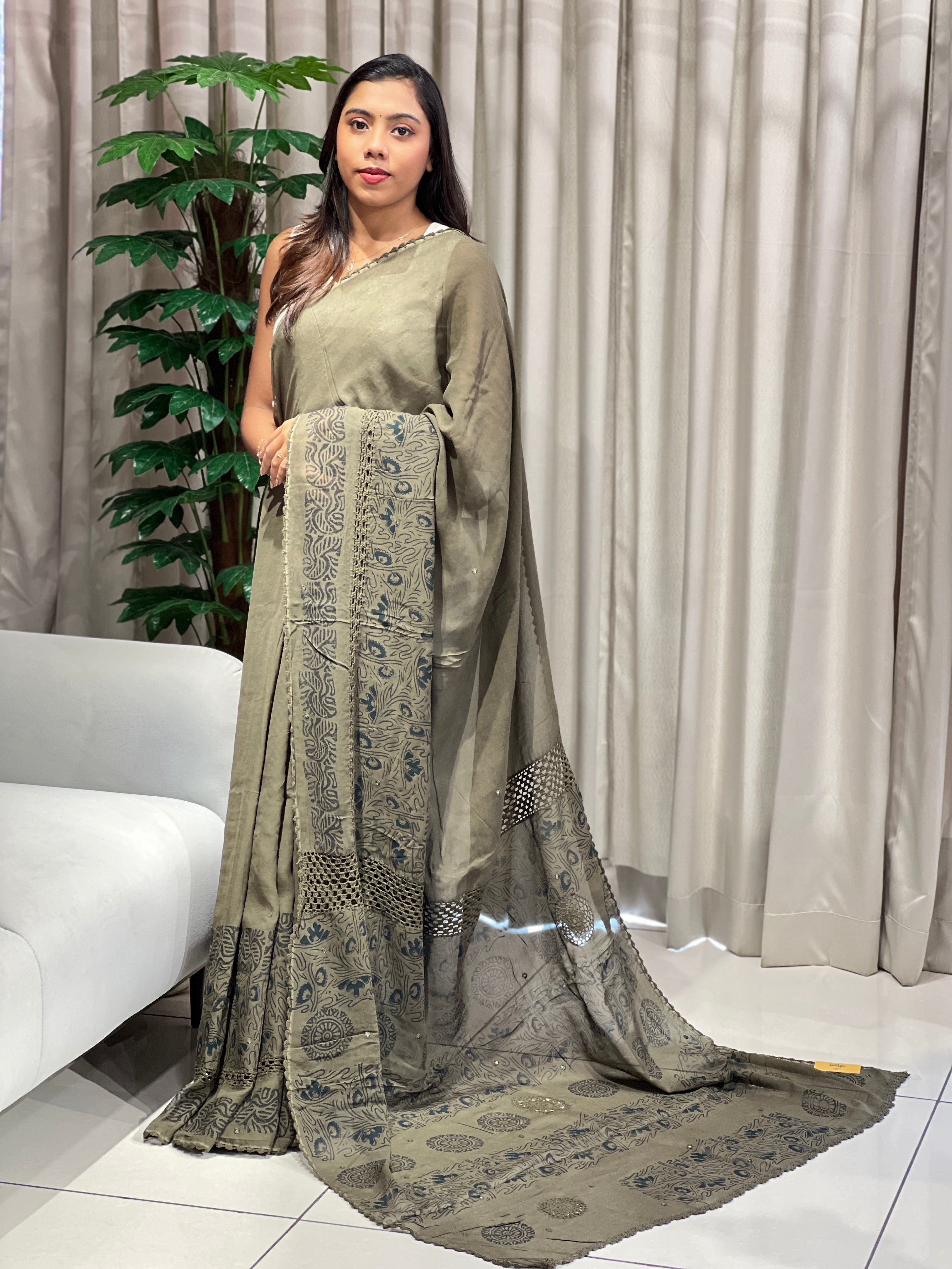 Hand Block Printed Georgette Saree | SF1420