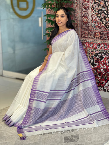 Temple Border Detailed Chanderi Finish Saree | NHH527