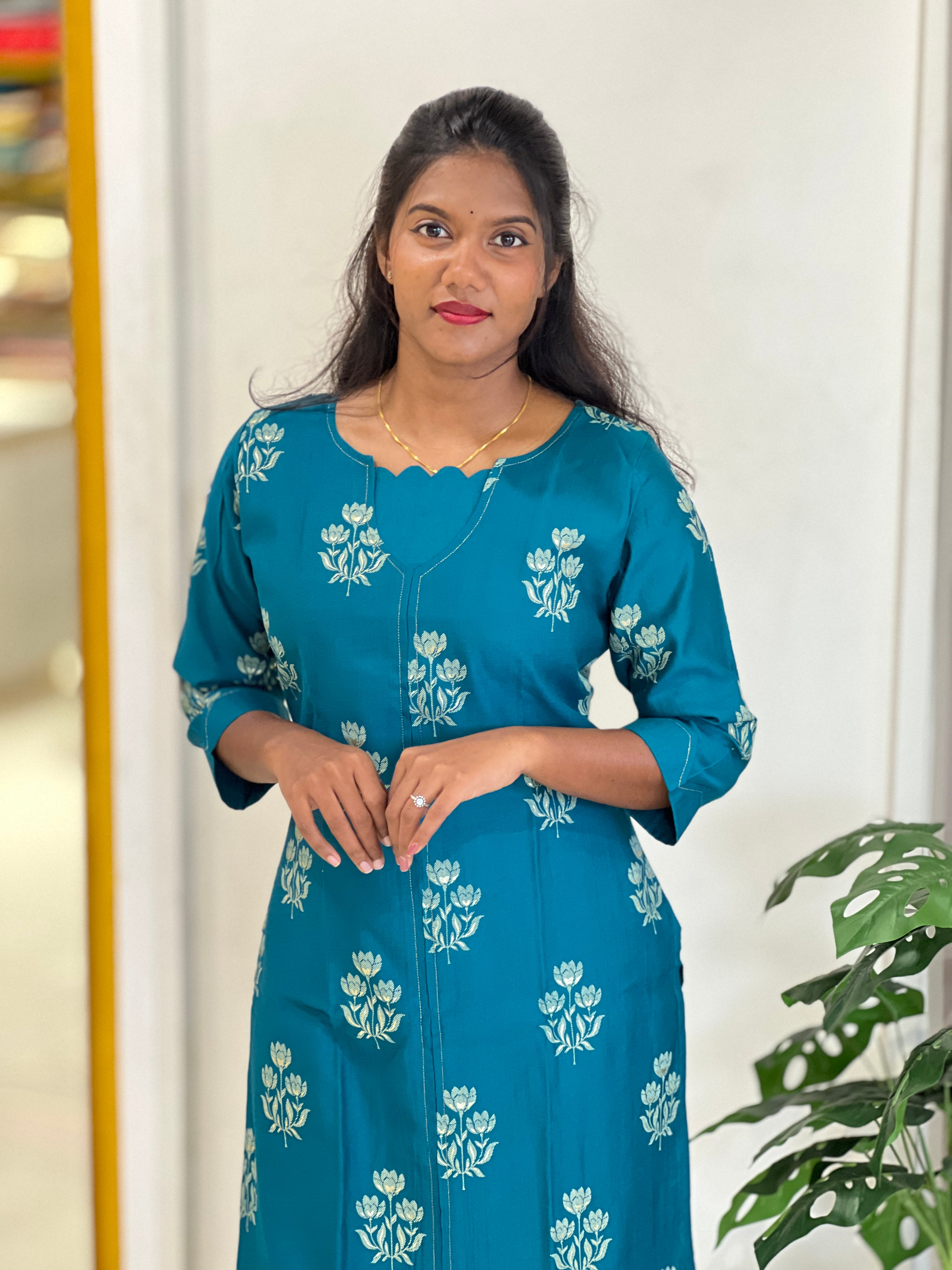 Block Printed Rayon Kurta Set | MSN211