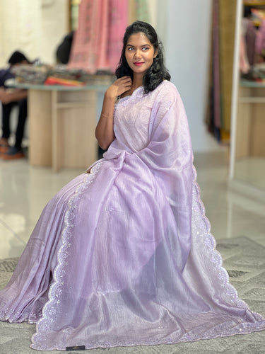 Hand Work Crushed Organza Saree | SBP866