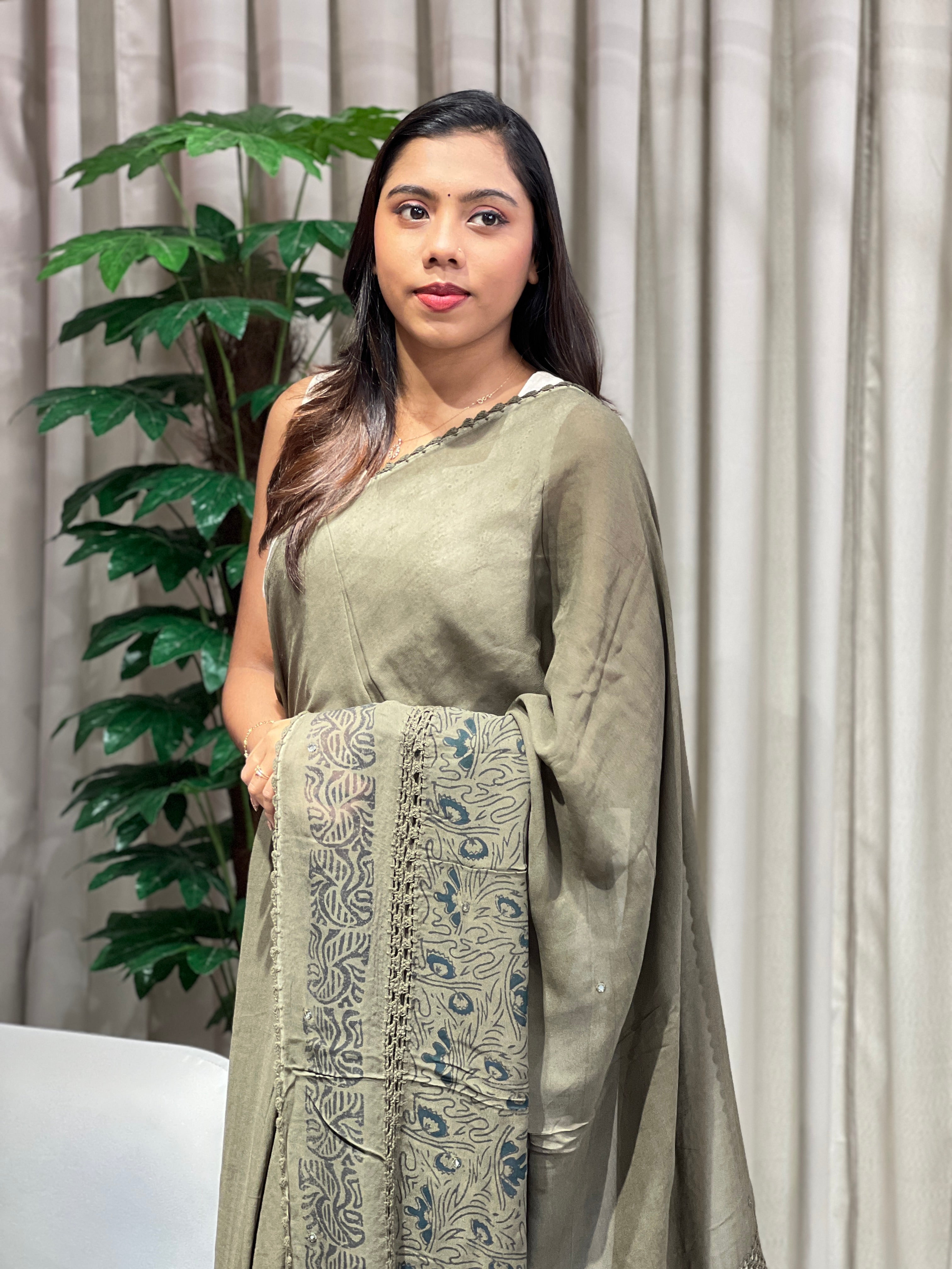 Hand Block Printed Georgette Saree | SF1420