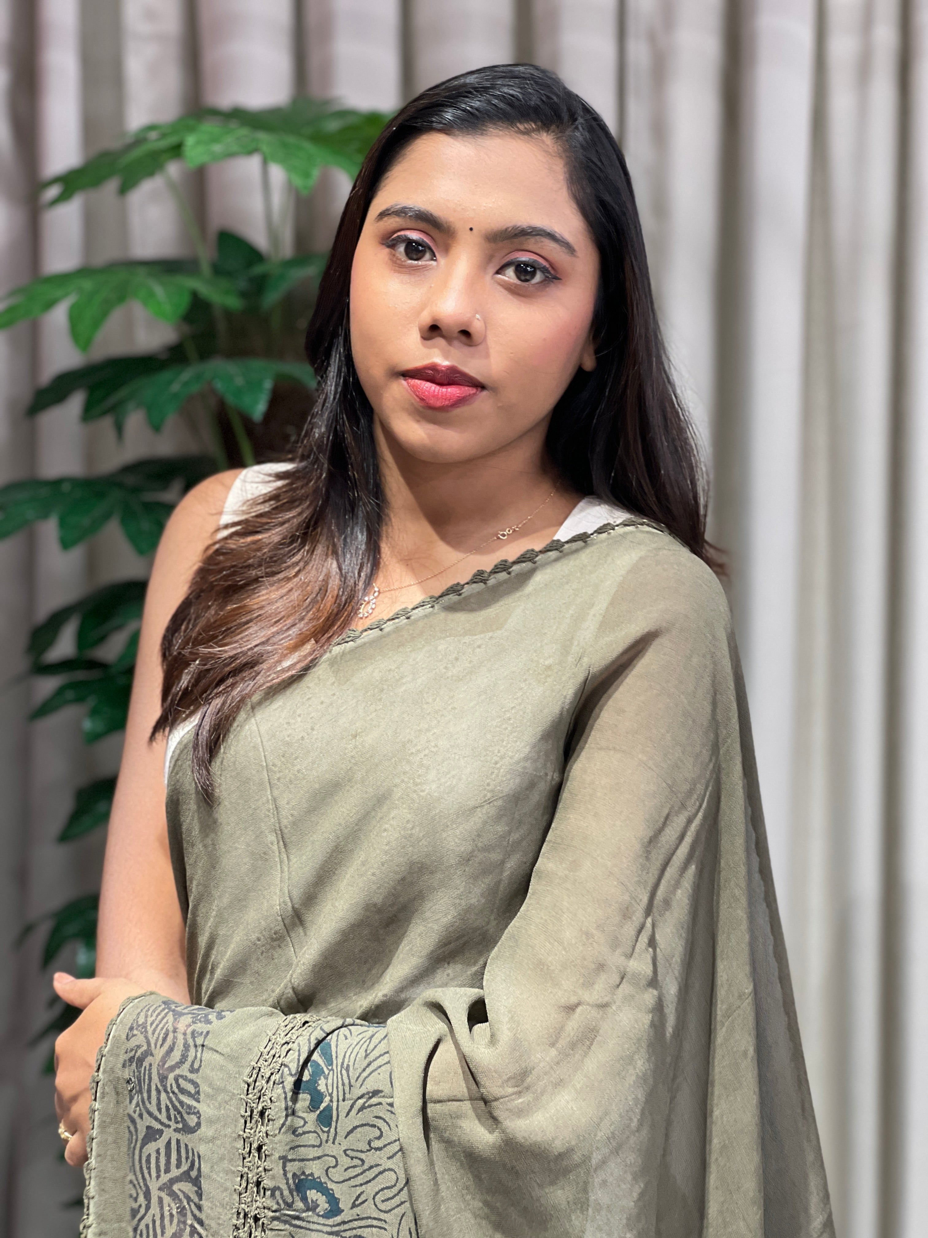 Hand Block Printed Georgette Saree | SF1420