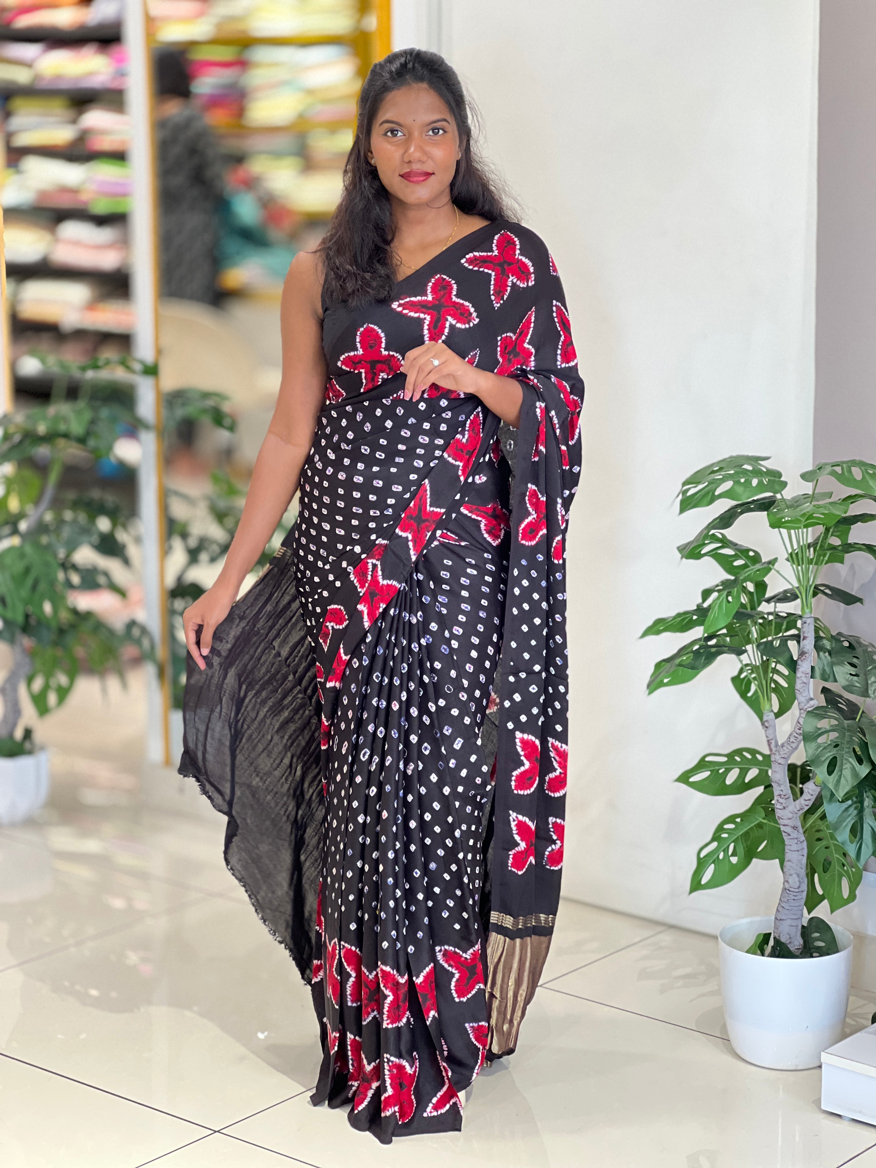 Lagdi Patta With Tie $ Dye Detailed Modal Silk Saree | MSE104