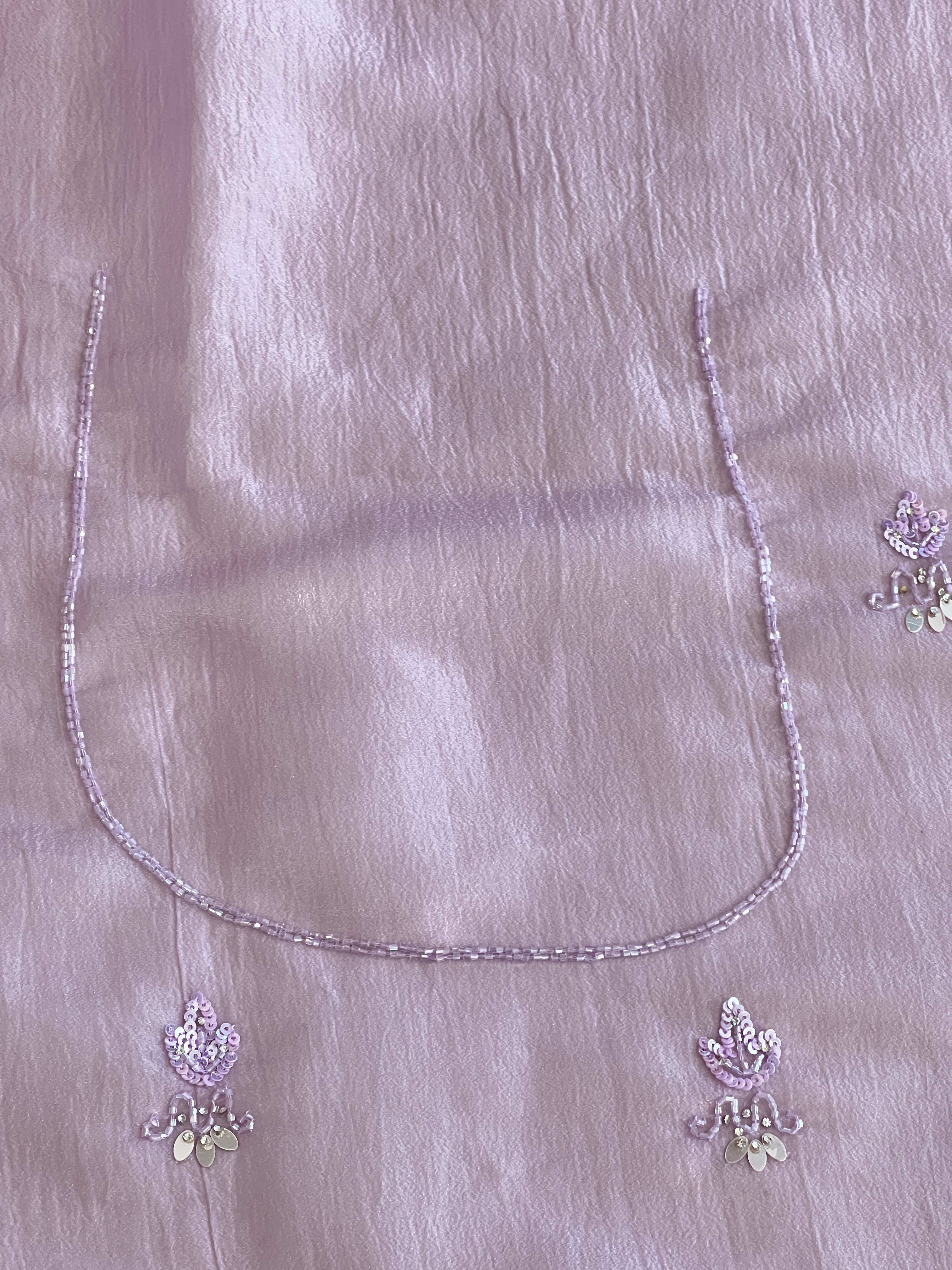Hand Work Crushed Organza Saree | SBP866