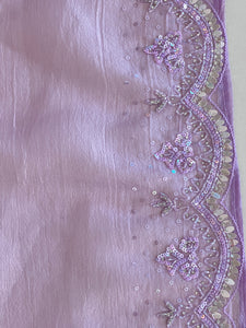 Hand Work Crushed Organza Saree | SBP866