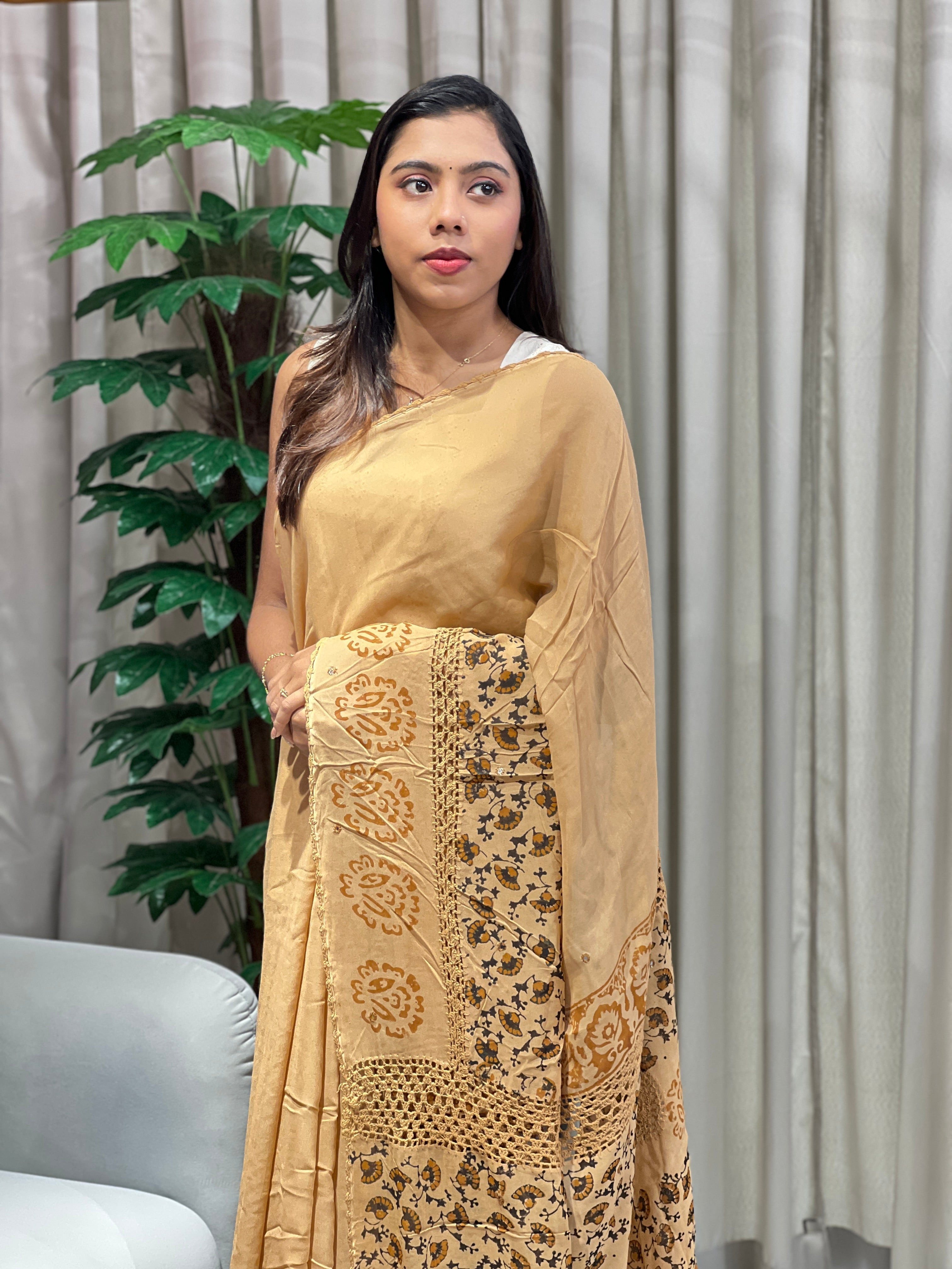 Hand Block Printed Georgette Saree | SF1419