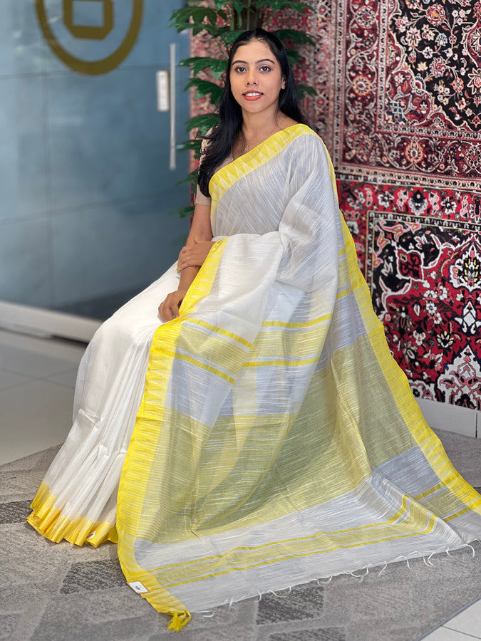 Temple Border Detailed Chanderi Finish Saree | NHH533