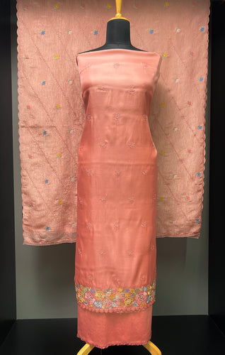 Machine Embroidery Detailed Tussar Finish Salwar Set |SUN374