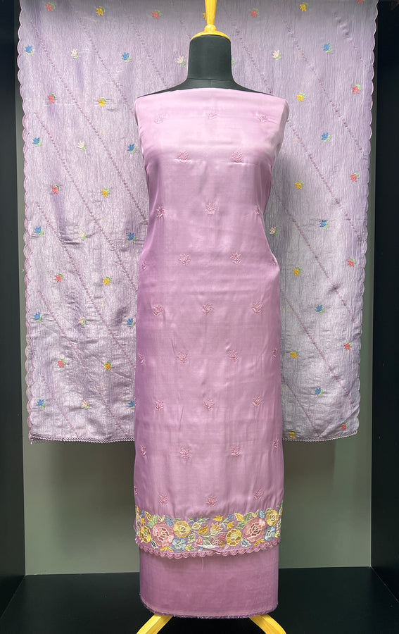 Machine Embroidery Detailed Tussar Finish Salwar Set |  SUN372