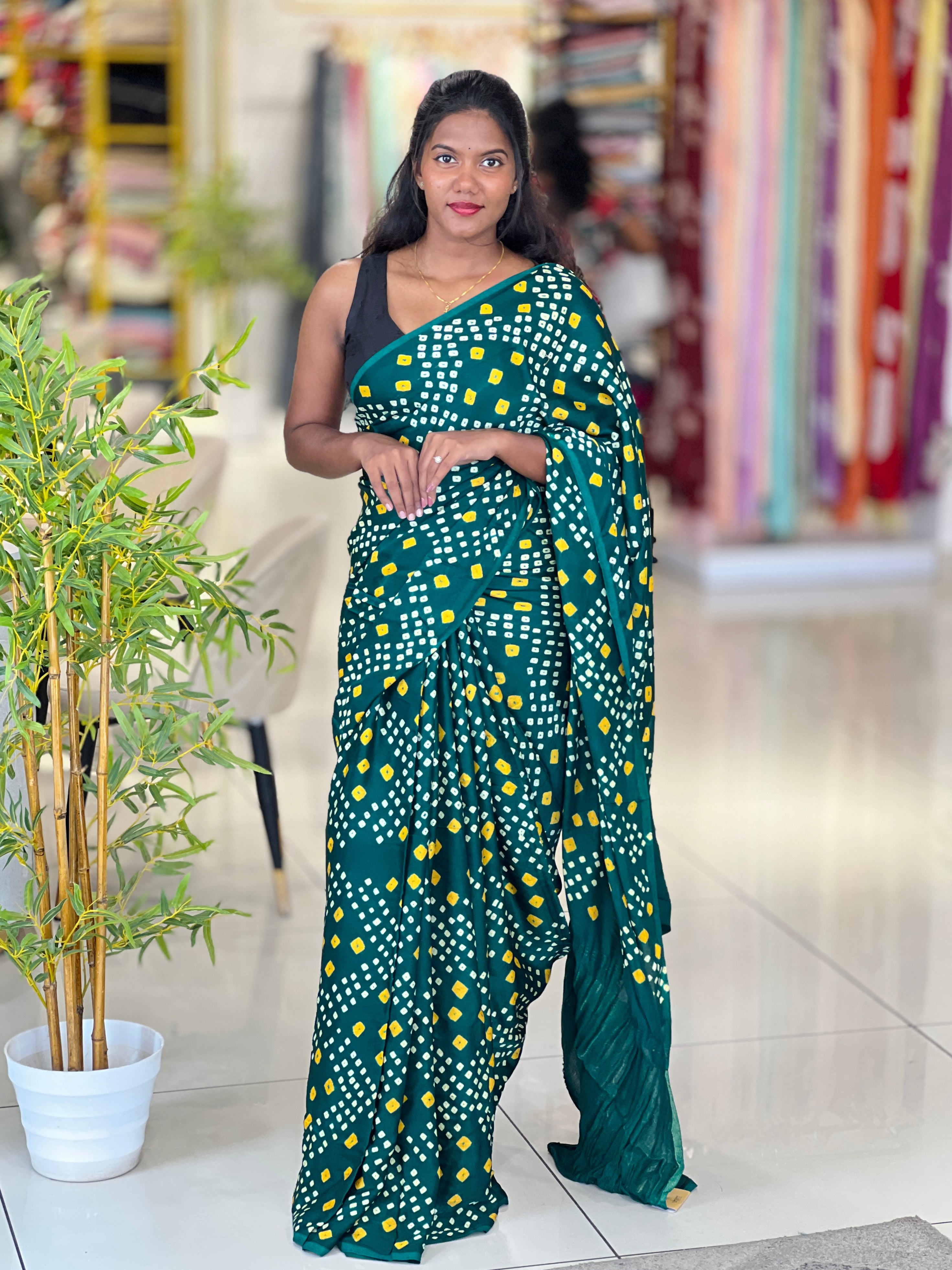 Lagdi Patta With Tie $ Dye Detailed Modal Silk Saree | MSE101