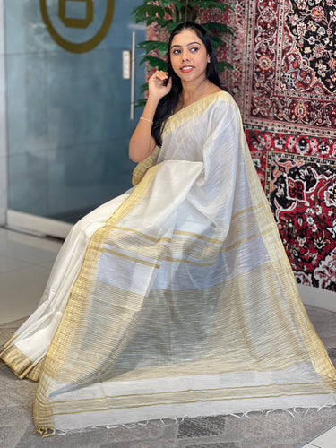 Temple Border Detailed Chanderi Finish Saree | NHH531