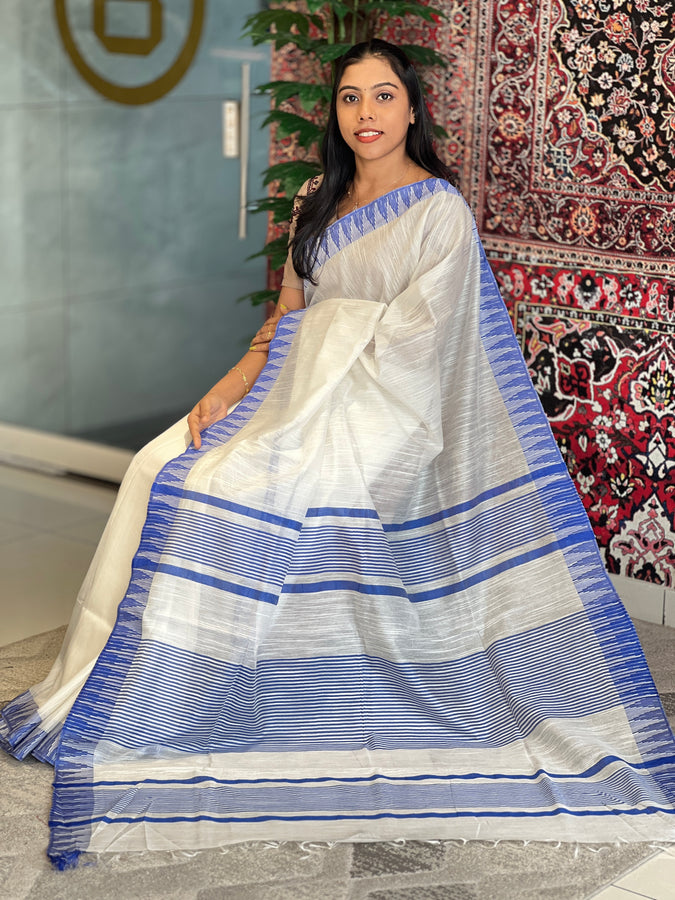 Temple Border Detailed Chanderi Finish Saree | NHH534